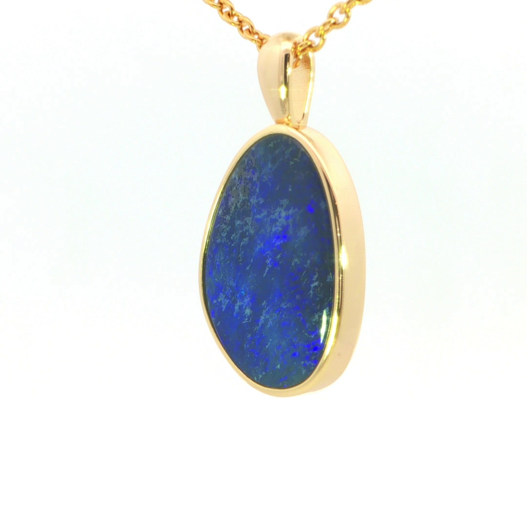 Australian Doublet Opal Pendant set in Gold Plated Sterling Silver - Deep Blue - Australian Opal Cutters and Pearl Divers