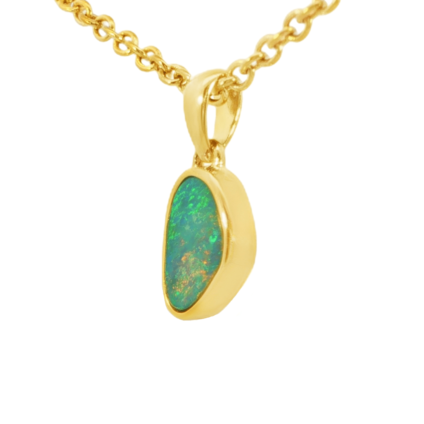 Australian Doublet Opal Pendant in Gold Plated Sterling Silver - Multicolour - Australian Opal Cutters and Pearl Divers