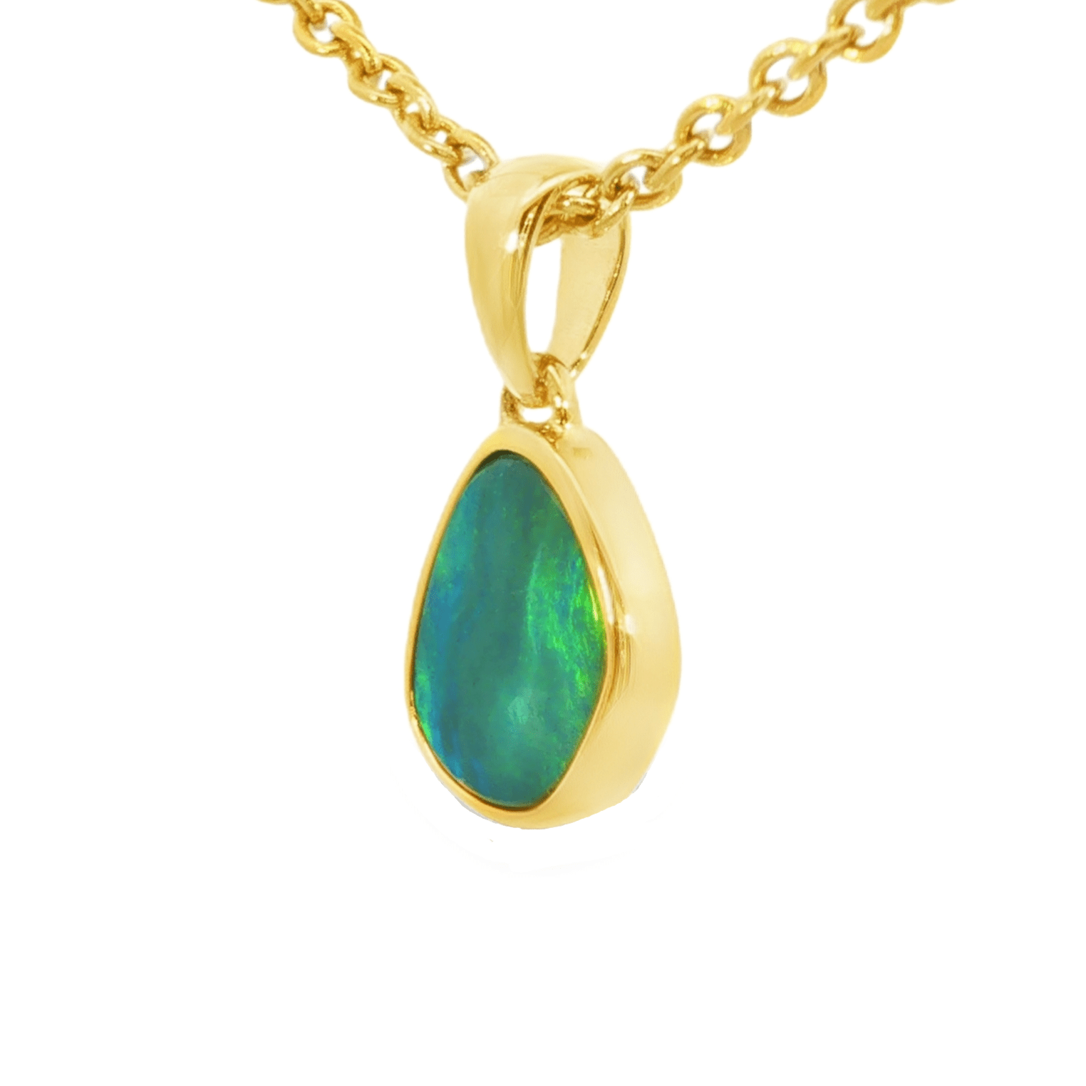 Australian Doublet Opal Pendant in Gold Plated Sterling Silver - Green-Blue - Australian Opal Cutters and Pearl Divers