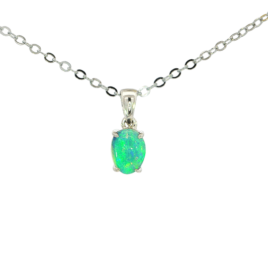 Australian Doublet Opal Pendant set in 925 Sterling Silver - Multicolour - Australian Opal Cutters and Pearl Divers