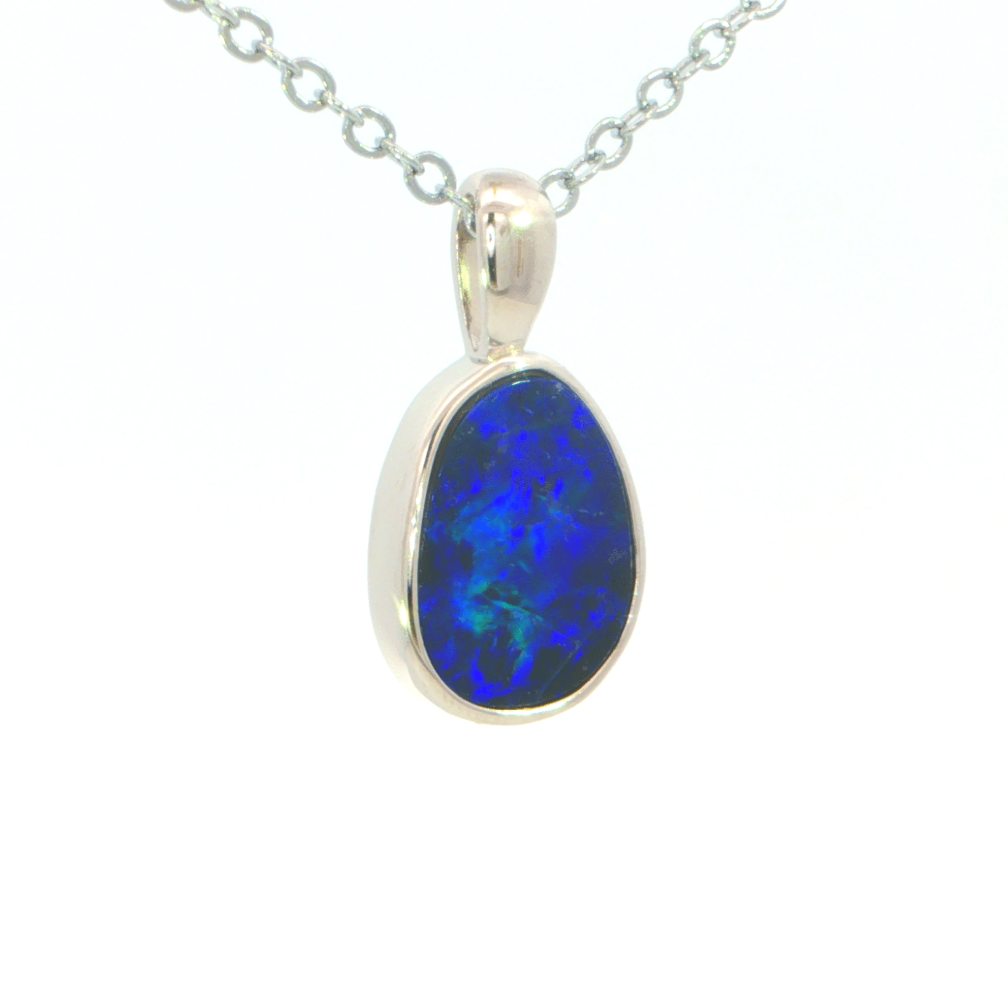 Australian Doublet Opal Pendant set in 925 Sterling Silver - Blue - Australian Opal Cutters and Pearl Divers