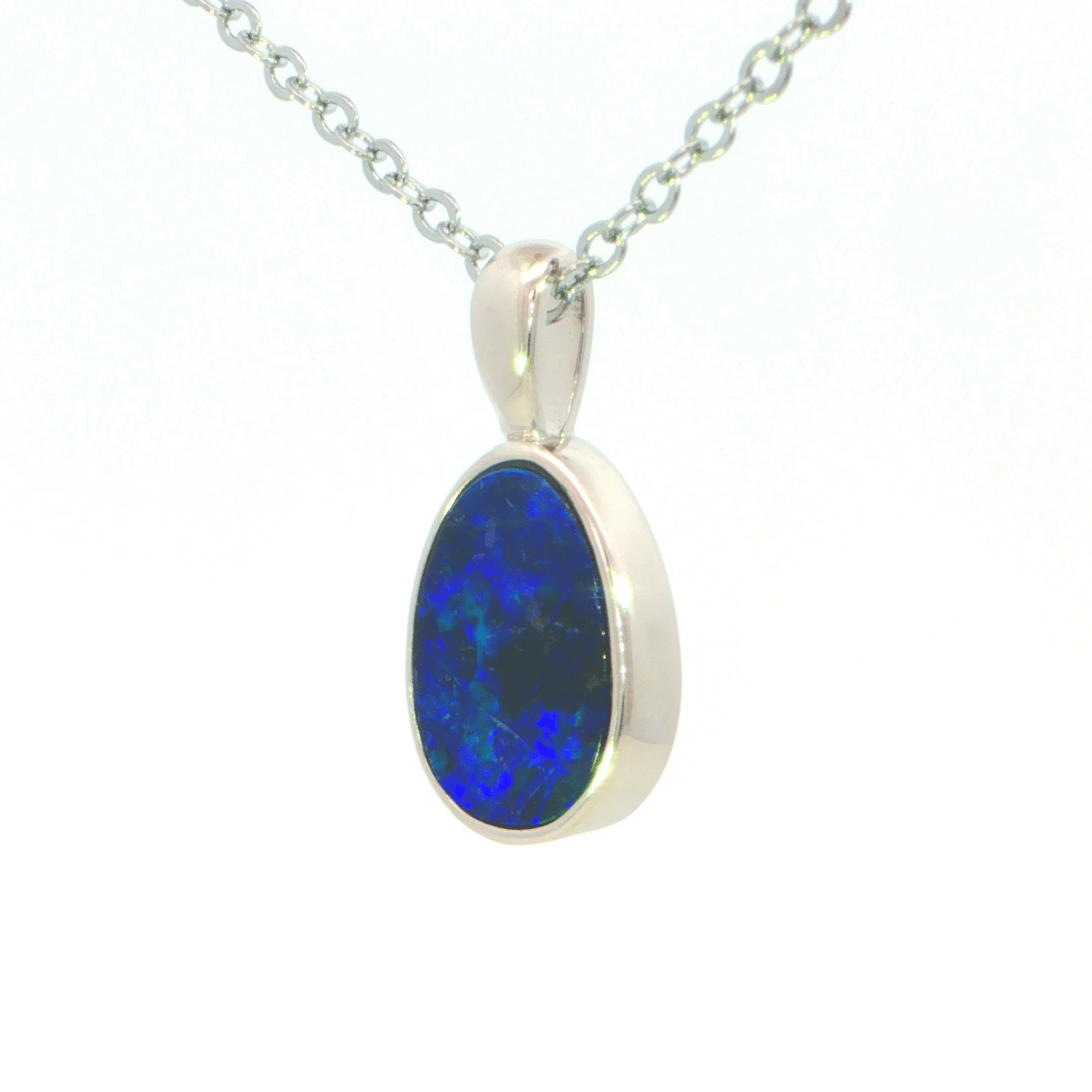 Australian Doublet Opal Pendant set in 925 Sterling Silver - Blue - Australian Opal Cutters and Pearl Divers