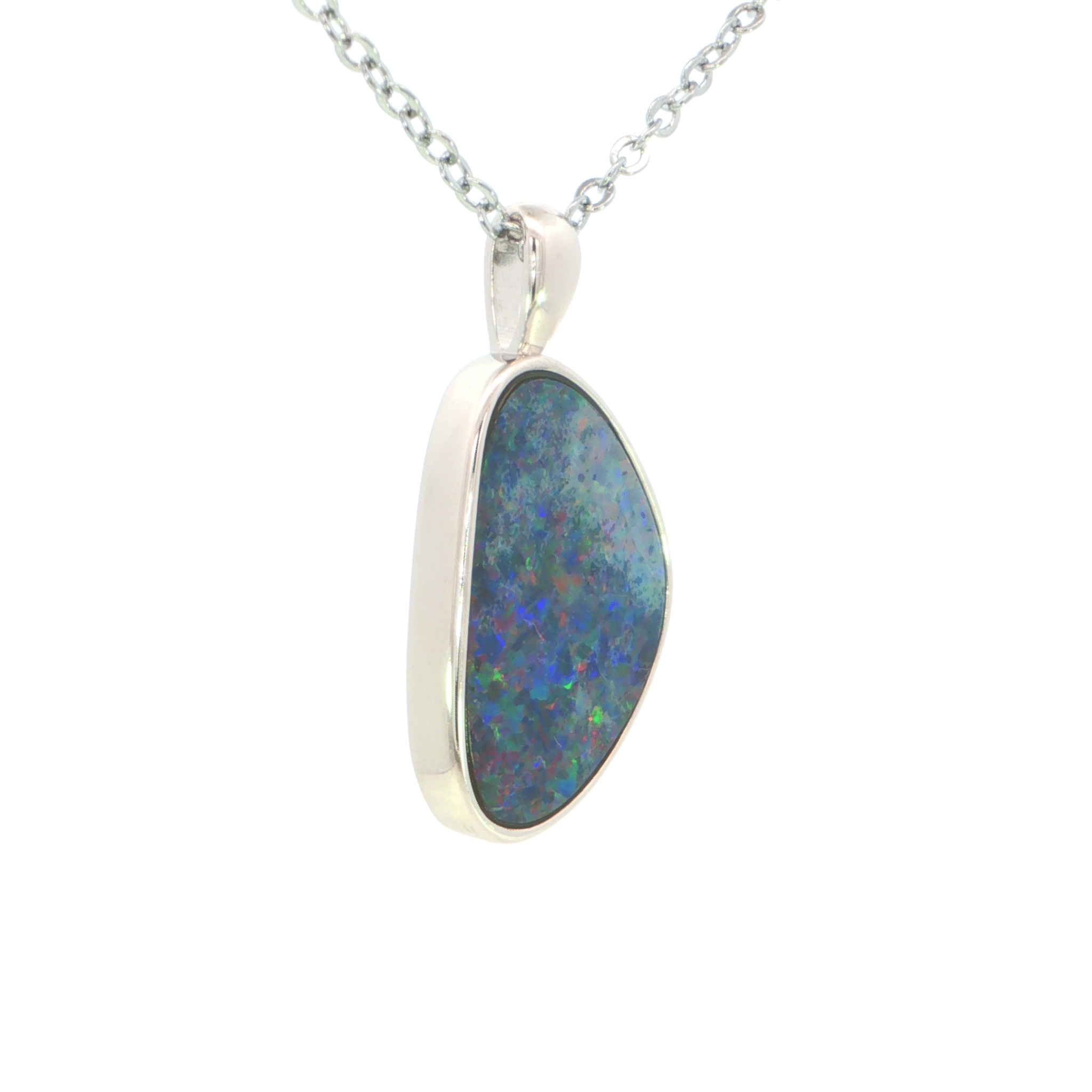 Australian Doublet Opal set in 925 Sterling Silver - Multicolour - Australian Opal Cutters and Pearl Divers