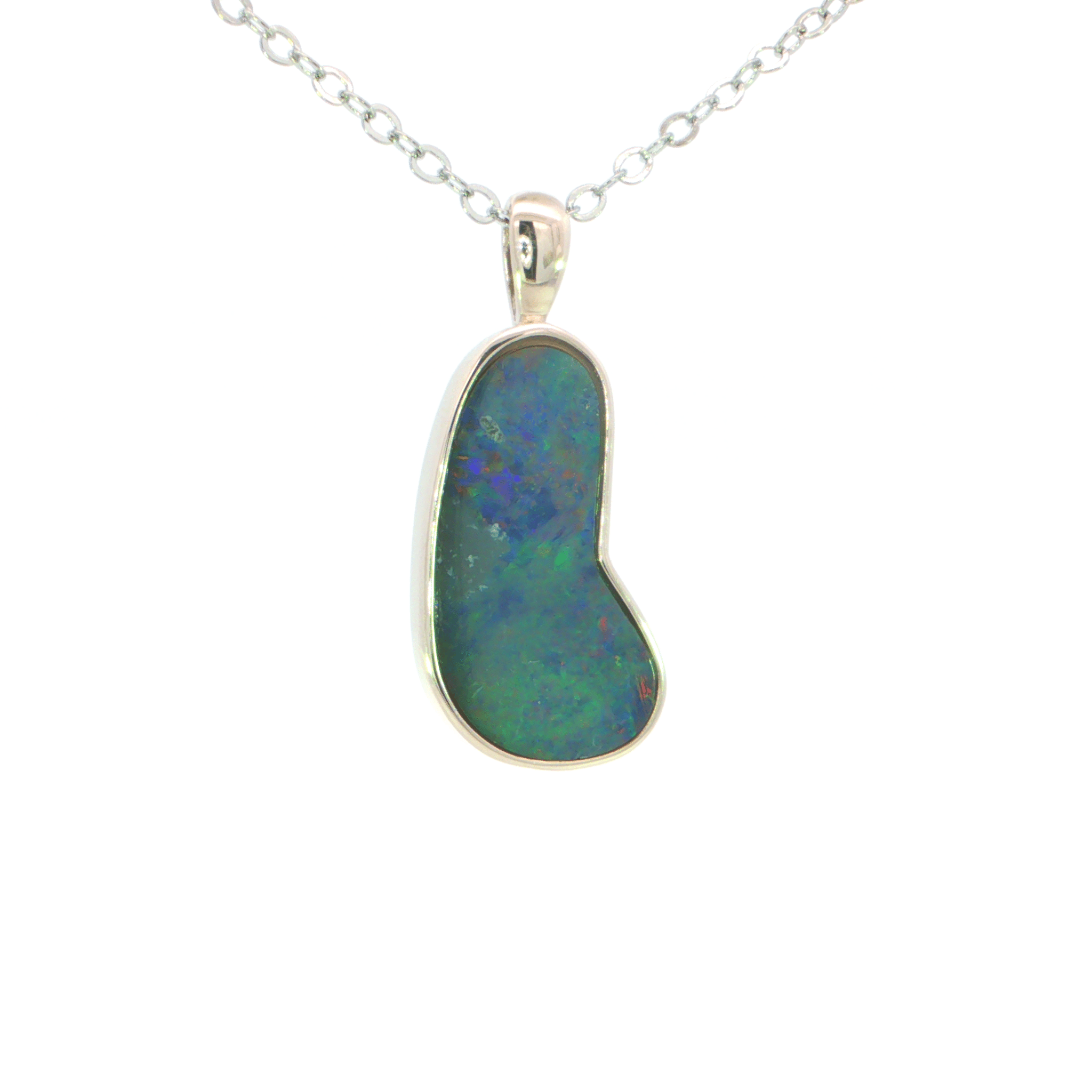 Australian Doublet Opal Pendant set in 925 Sterling Silver - Multicolour - Australian Opal Cutters and Pearl Divers