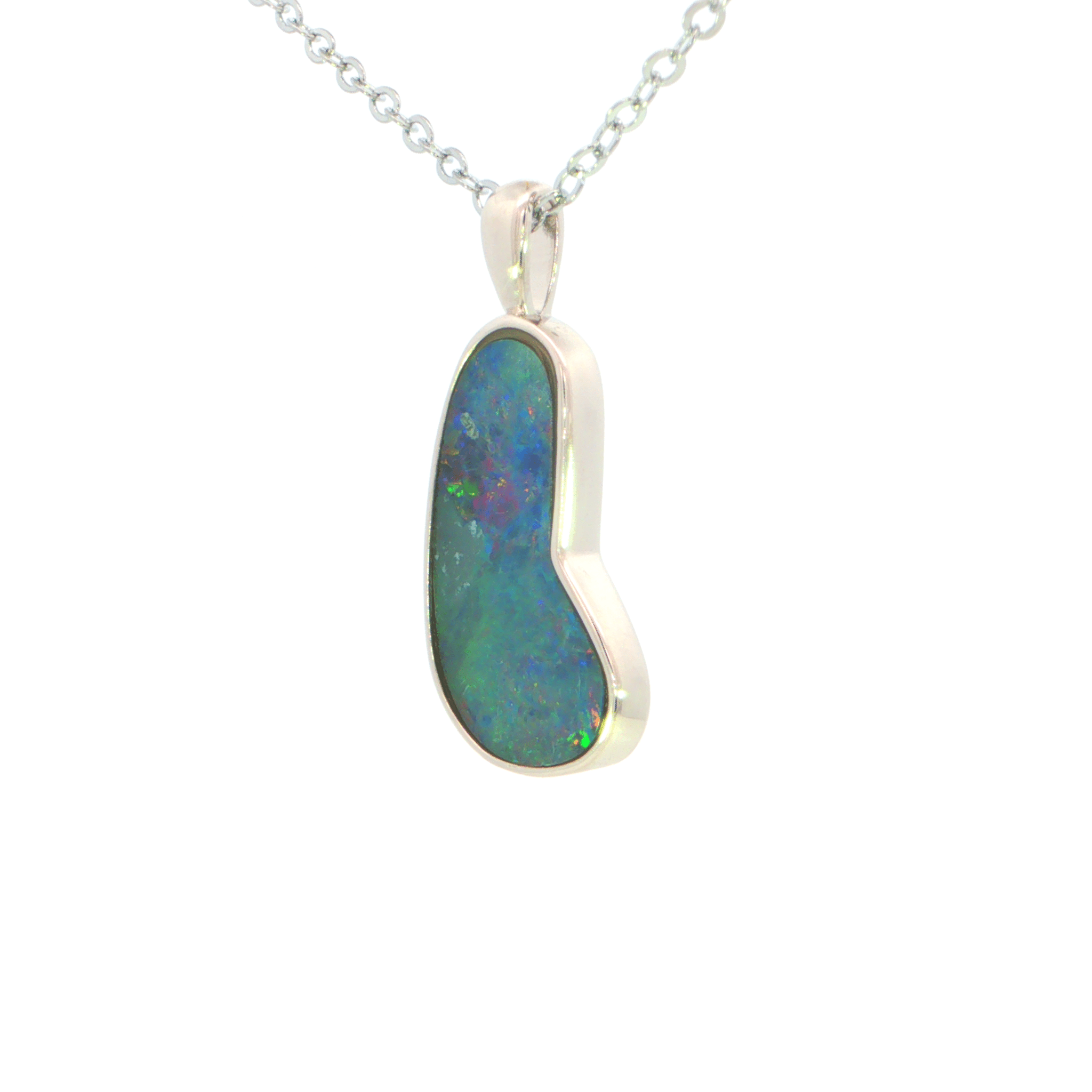 Australian Doublet Opal Pendant set in 925 Sterling Silver - Multicolour - Australian Opal Cutters and Pearl Divers