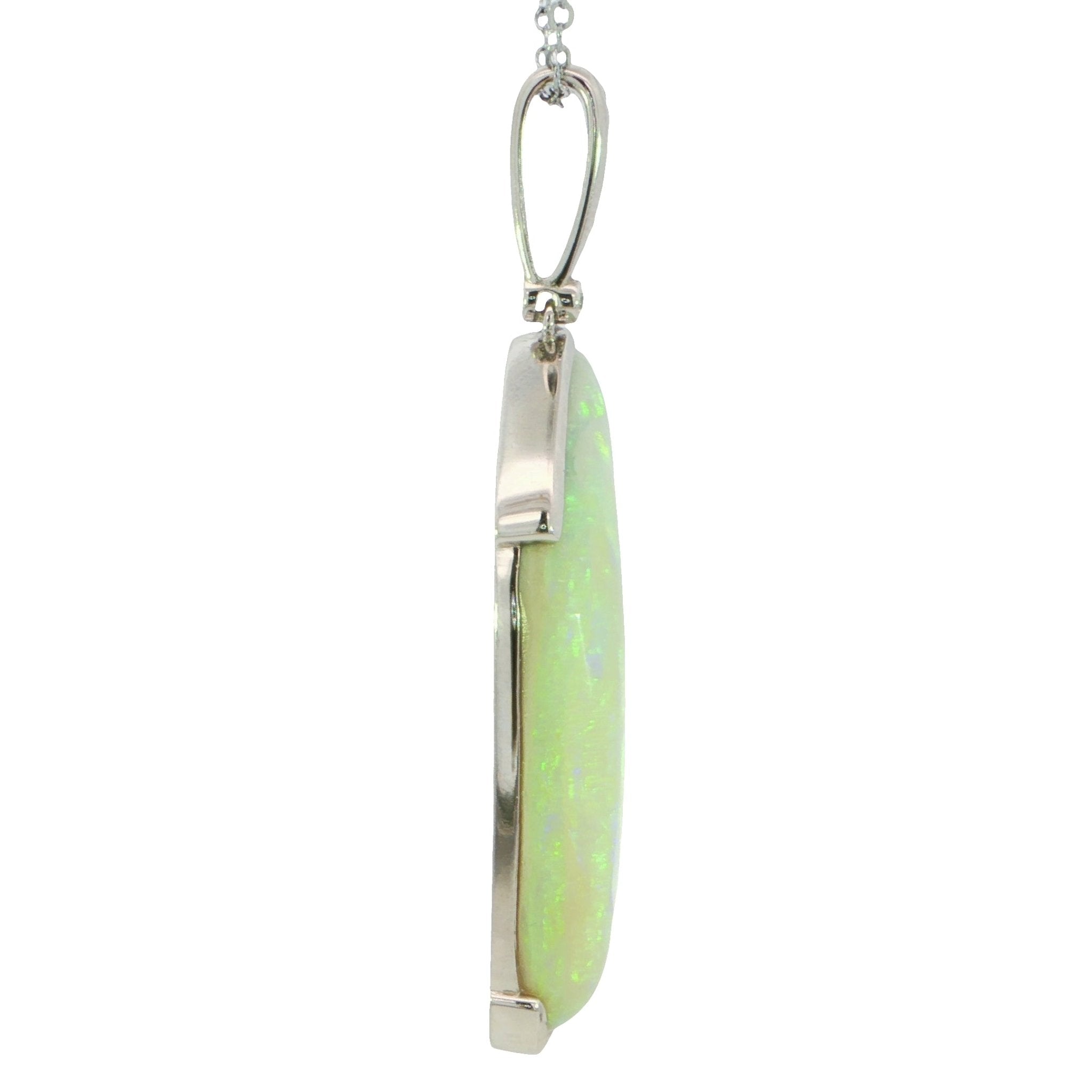 Australian Light Opal Pendant in 925 Sterling Silver with Diamonds - Green-Blue - Australian Opal Cutters and Pearl Divers