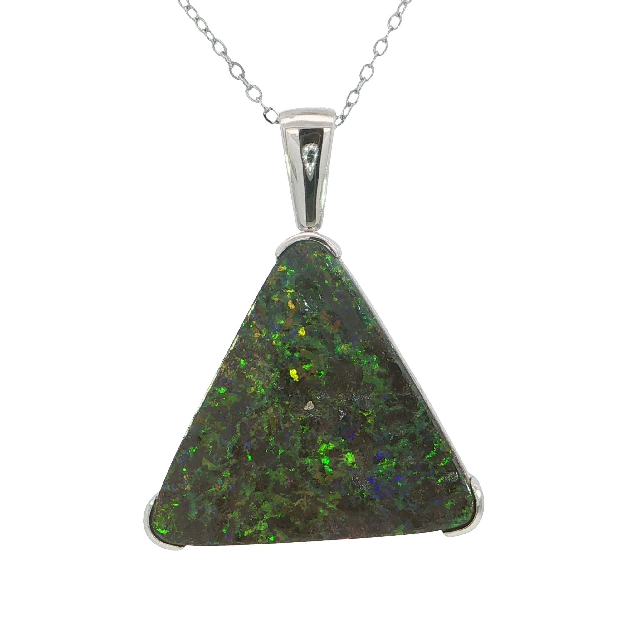 Australian Boulder Opal Pendant in 925 Sterling Silver - Multicolour - Australian Opal Cutters and Pearl Divers