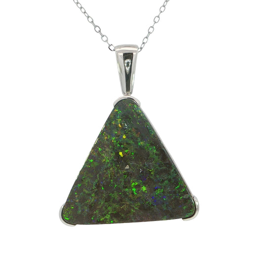 Australian Boulder Opal Pendant in 925 Sterling Silver - Multicolour - Australian Opal Cutters and Pearl Divers