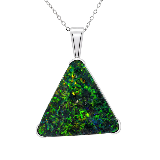 Australian Boulder Opal Pendant in 925 Sterling Silver - Multicolour - Australian Opal Cutters and Pearl Divers