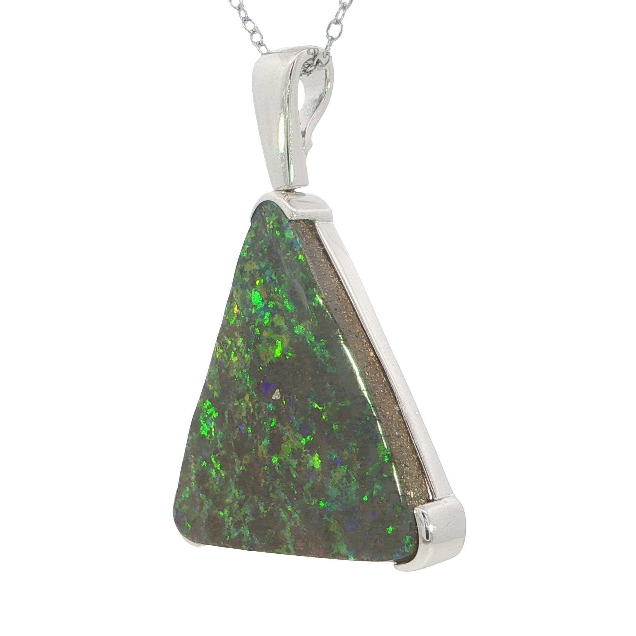 Australian Boulder Opal Pendant in 925 Sterling Silver - Multicolour - Australian Opal Cutters and Pearl Divers