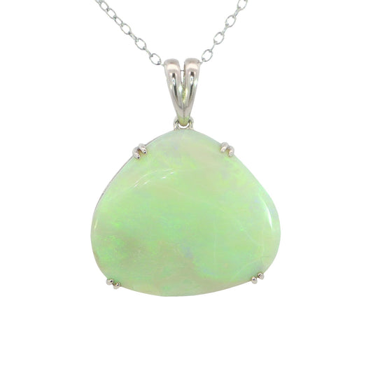 Australian Light Opal Pendant in 925 Sterling Silver - Green-Blue - Australian Opal Cutters and Pearl Divers