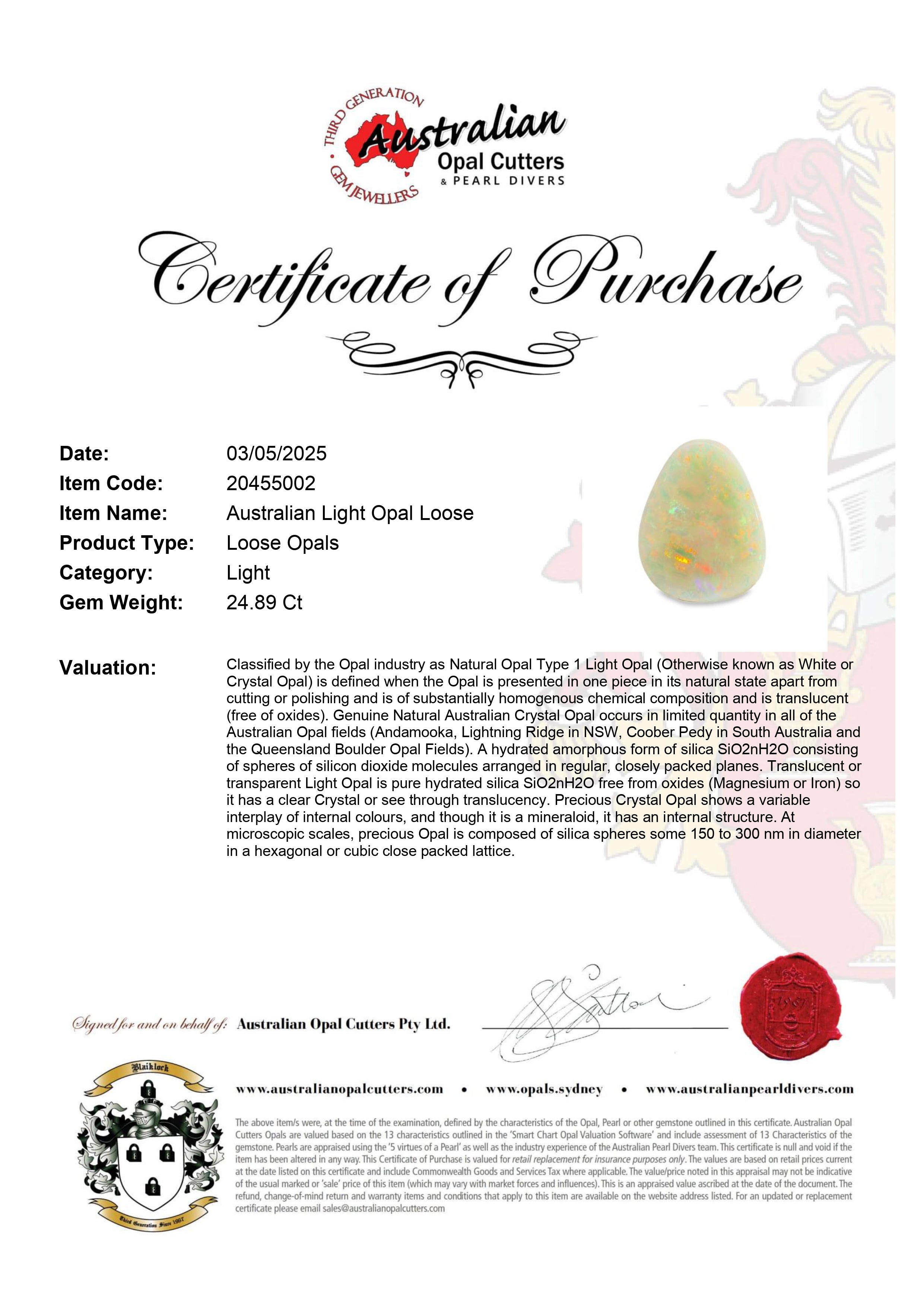 Australian Light Opal Loose