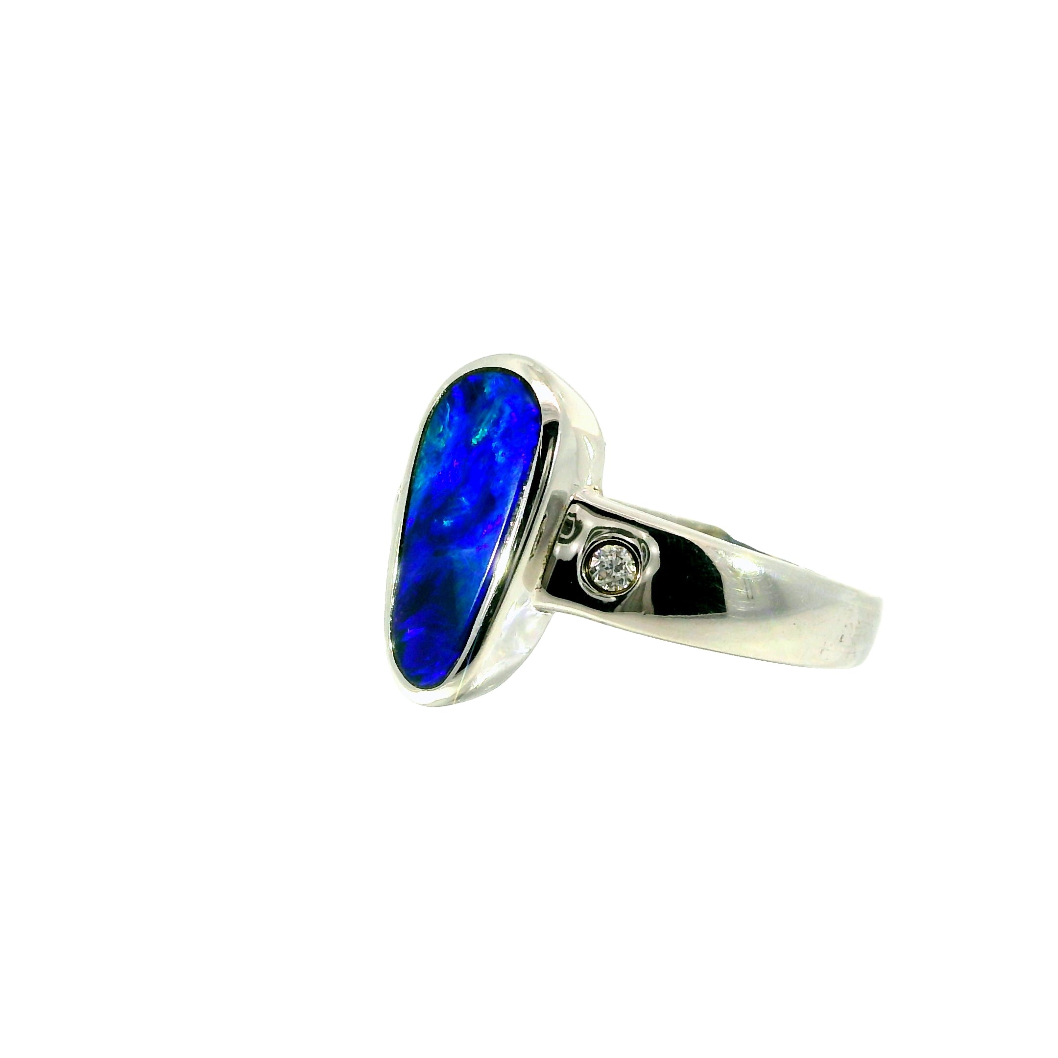 Doublet Opal Ring in 925 Sterling Silver - Green-Blue