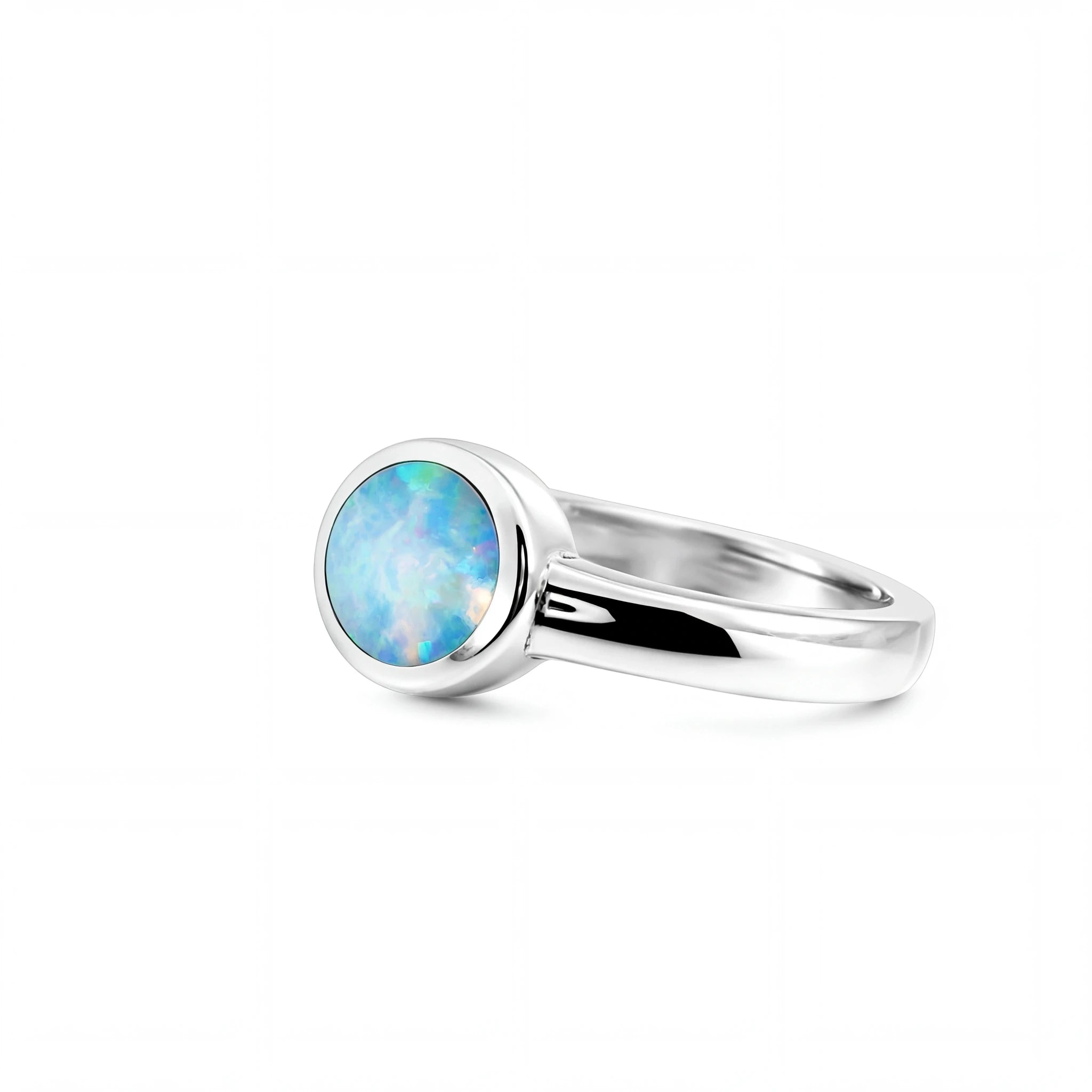 Doublet Opal Ring in 925 Sterling Silver - Multicolour - Australian Opal Cutters and Pearl Divers