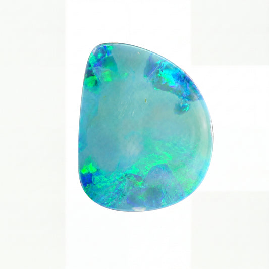 Multicoloured opal stone on a white background