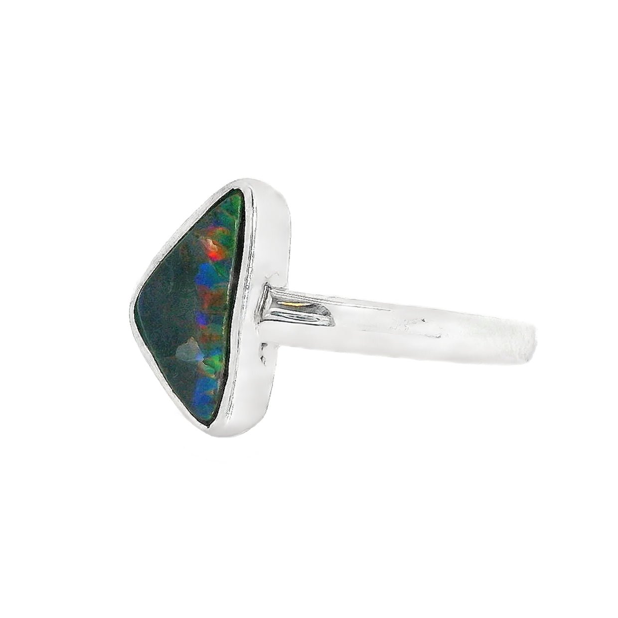 Boulder Opal Ring set in 925 Sterling Silver - Multicolour - Australian Opal Cutters and Pearl Divers