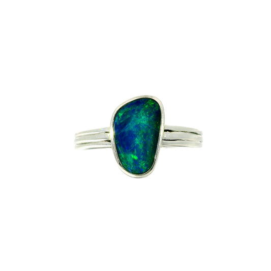 Doublet Opal Ring in 925 Sterling Silver - Multicolour