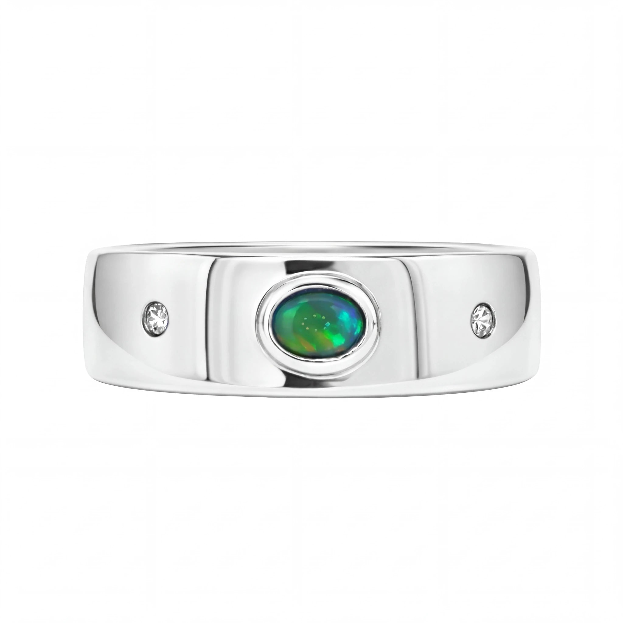 Australian Black Opal Ring set in 925 Sterling Silver - Australian Opal Cutters and Pearl Divers