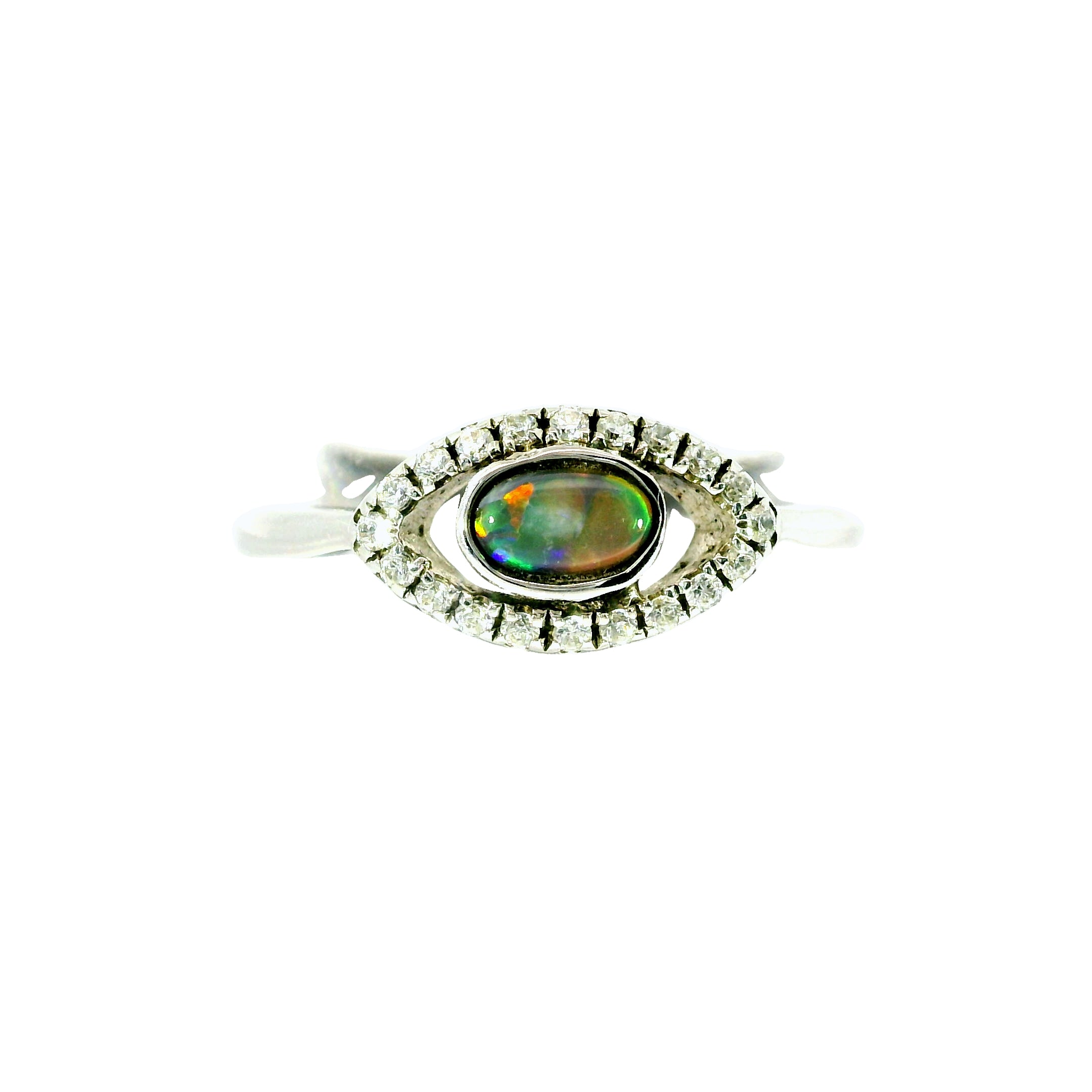 Black Opal Ring in 925 Sterling Silver - Multicolour