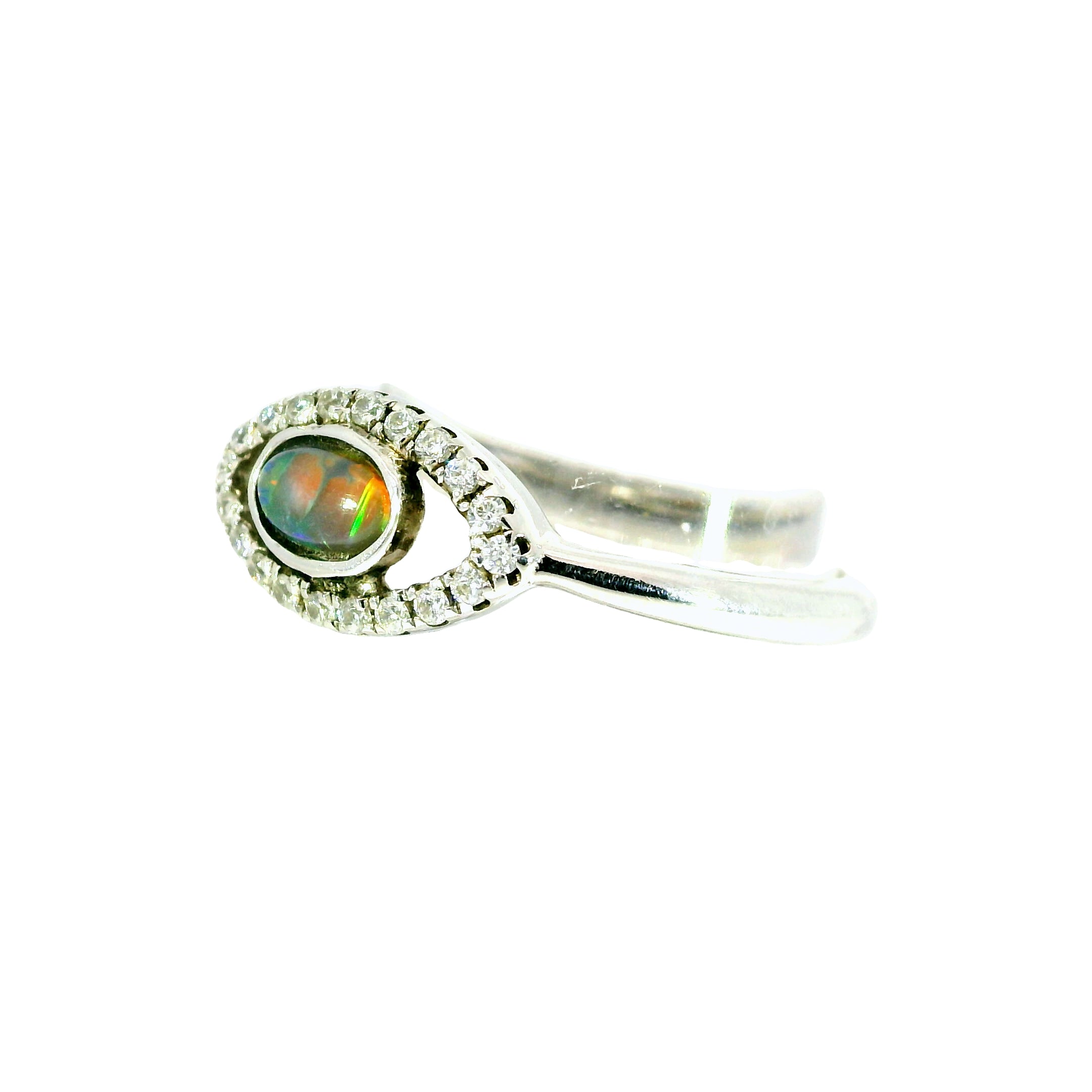 Black Opal Ring in 925 Sterling Silver - Multicolour