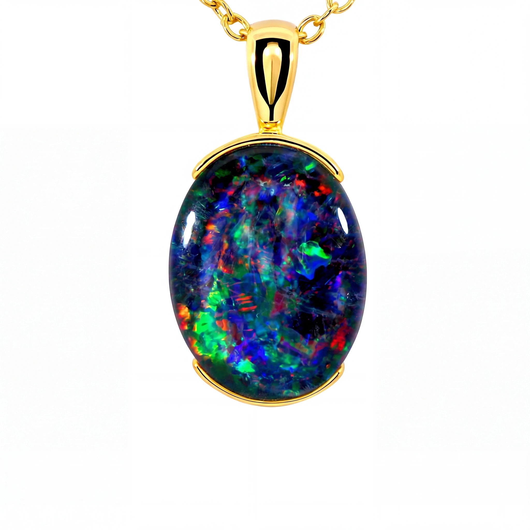 Triplet Opal Pendant in 9K Yellow Gold - Multicolour - Australian Opal Cutters and Pearl Divers