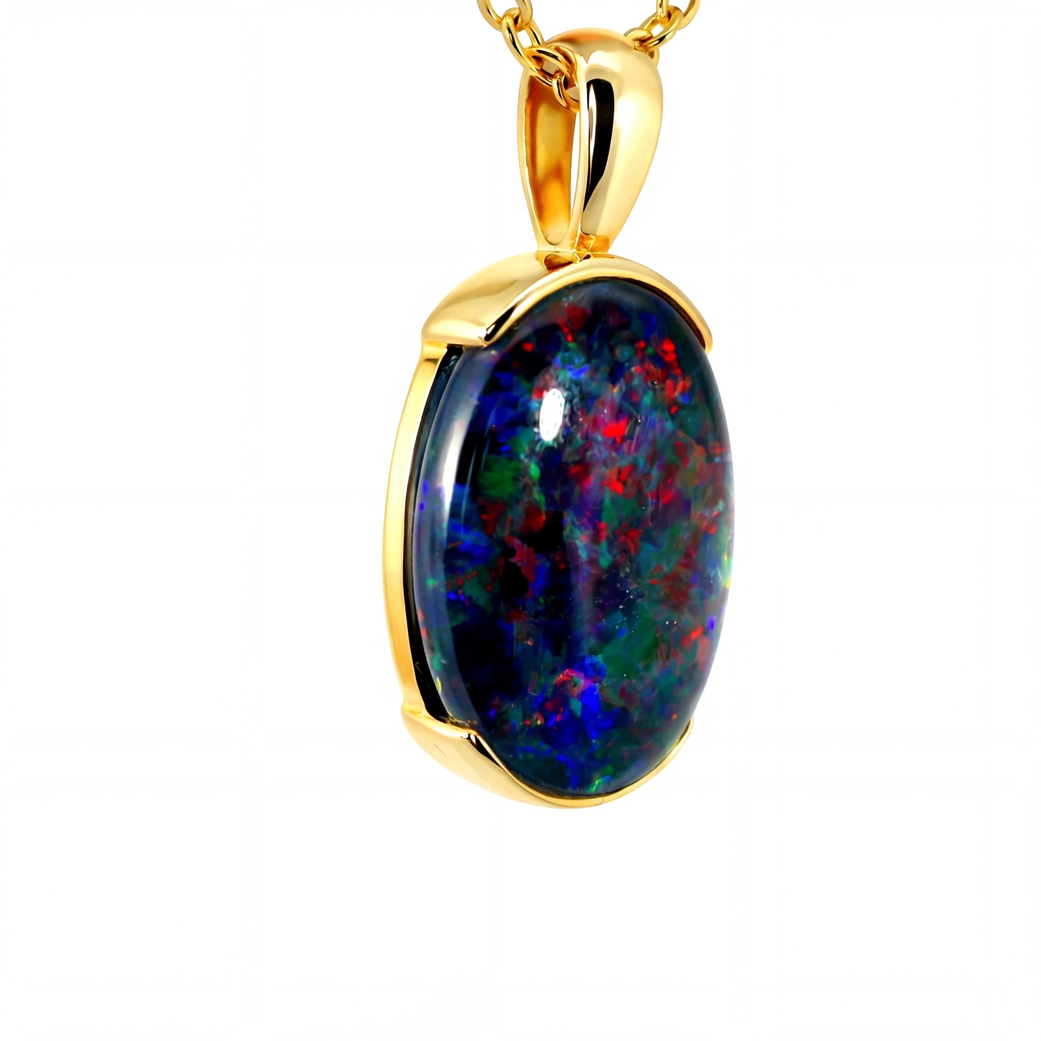 Triplet Opal Pendant in 9K Yellow Gold - Multicolour - Australian Opal Cutters and Pearl Divers