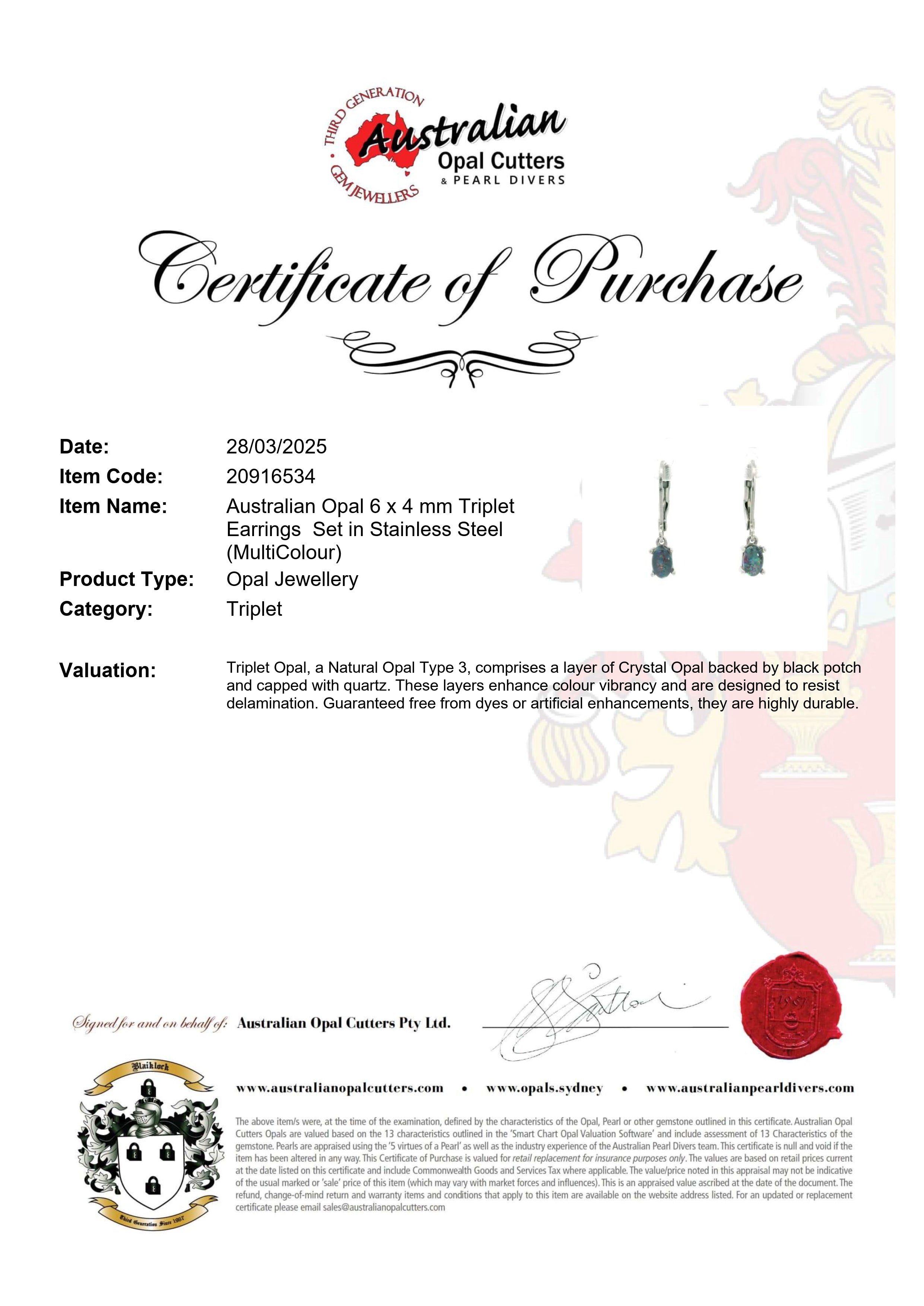 Triplet Opal Earrings in Stainless Steel - Multicolour