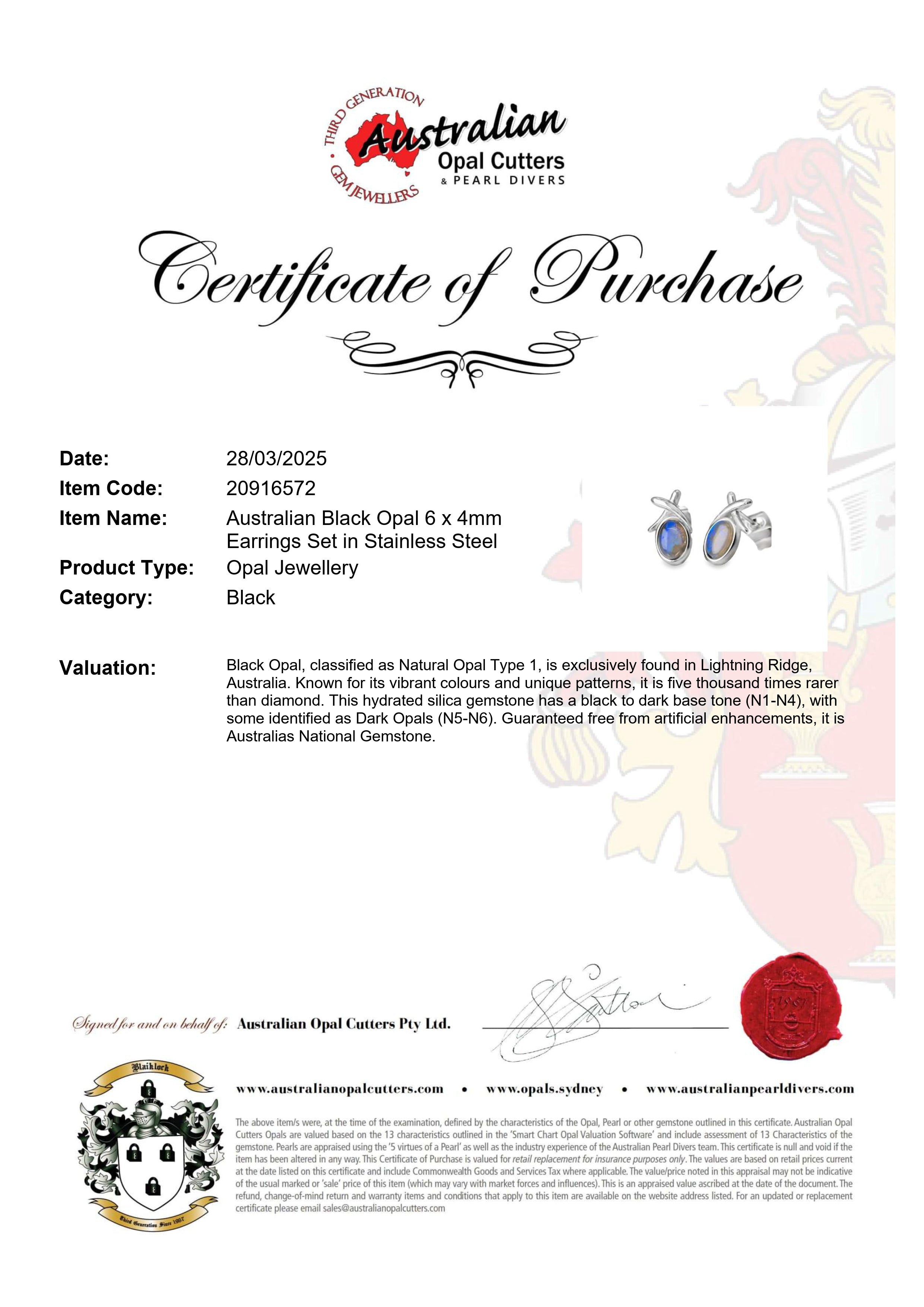 Black Opal Earrings in Stainless Steel - Green-Blue