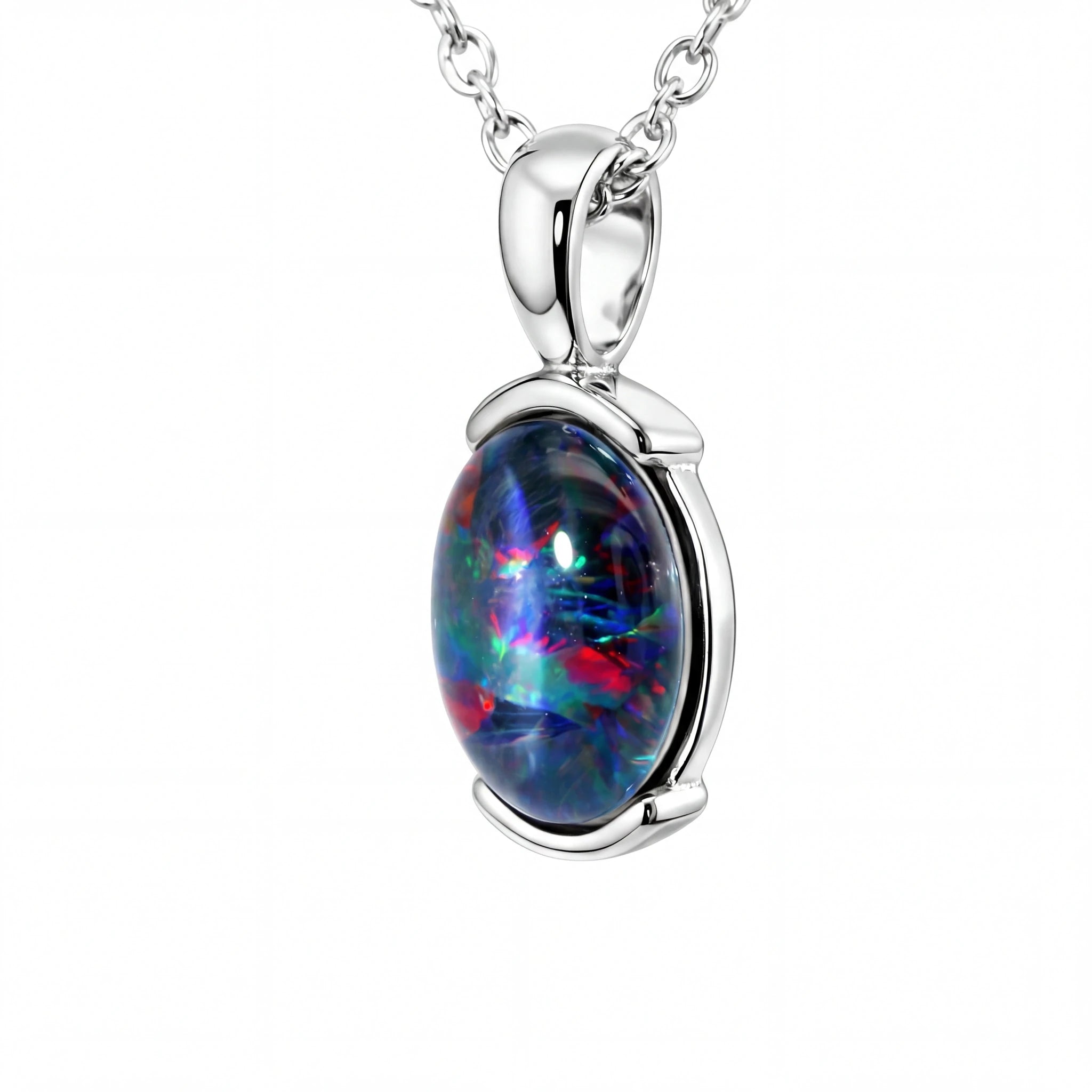 Triplet Opal Pendant in Stainless Steel - Australian Opal Cutters and Pearl Divers