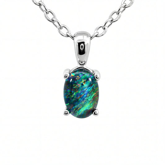 Triplet Opal Pendant in Stainless Steel - Multicolour