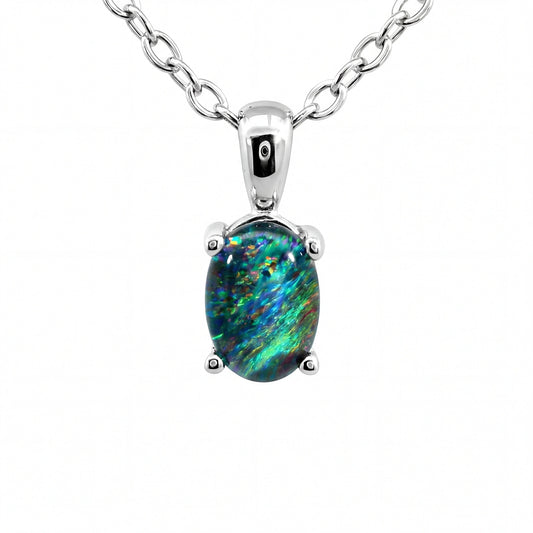 Triplet Opal Pendant in Stainless Steel - Multicolour - Australian Opal Cutters and Pearl Divers