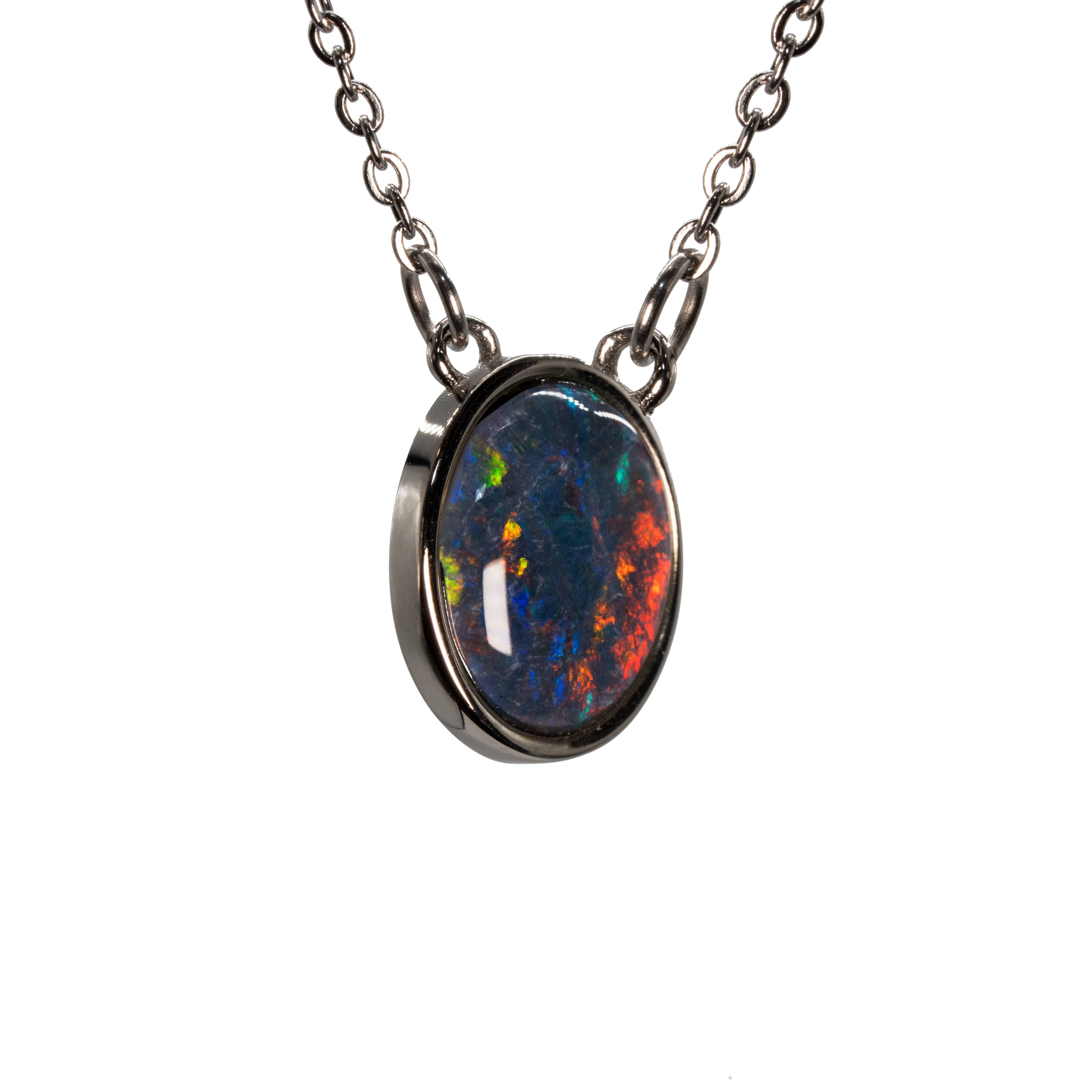 Triplet Opal Pendant in Stainless Steel - Multicolour