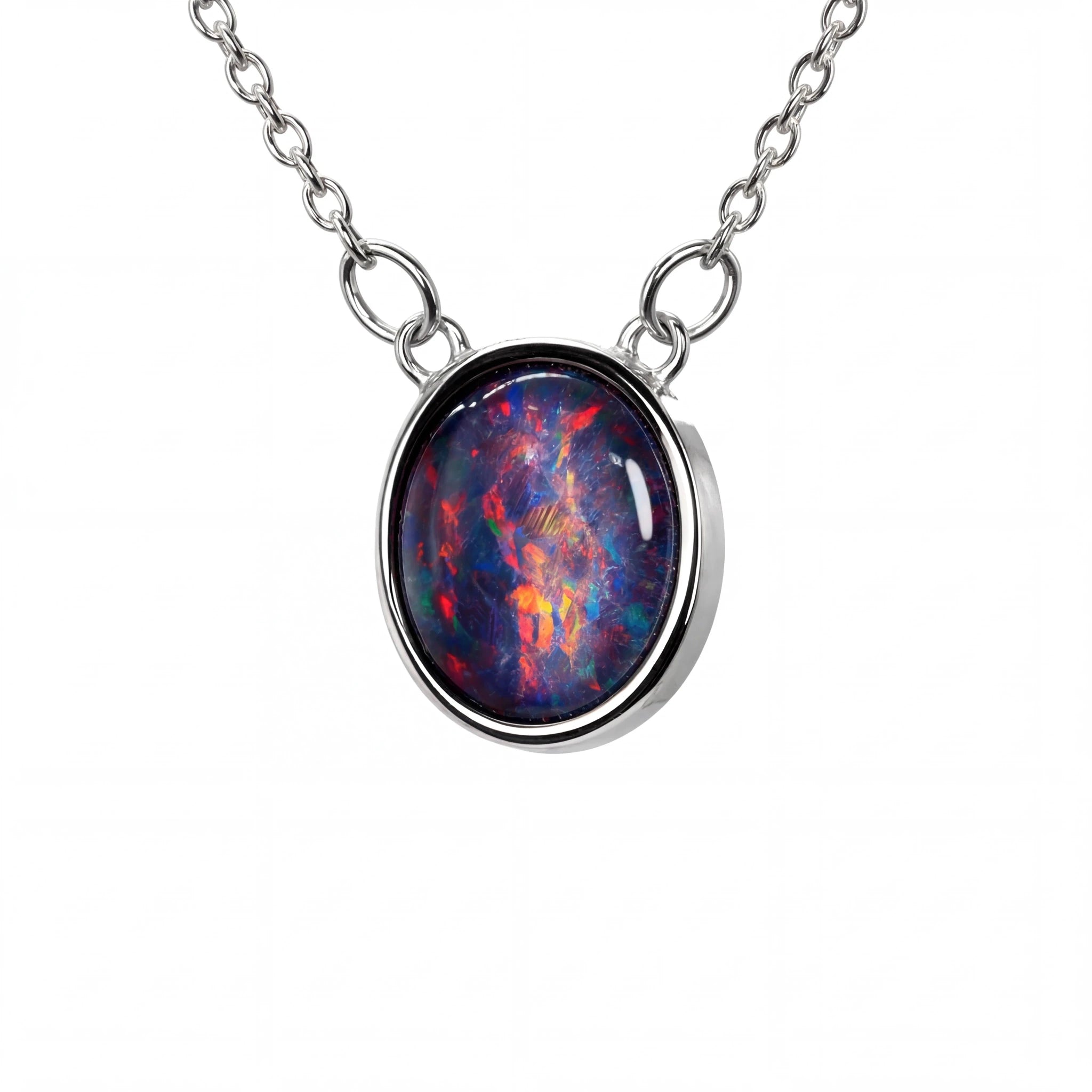 Triplet Opal Pendant in Stainless Steel - Multicolour - Australian Opal Cutters and Pearl Divers