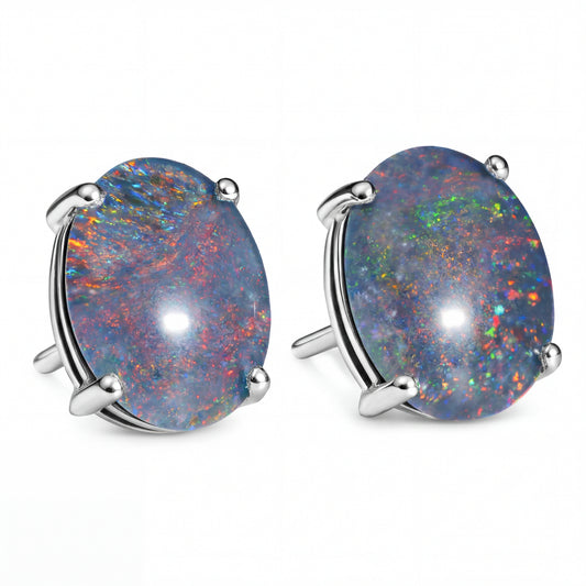 Triplet Opal Earrings in 925 Sterling Silver