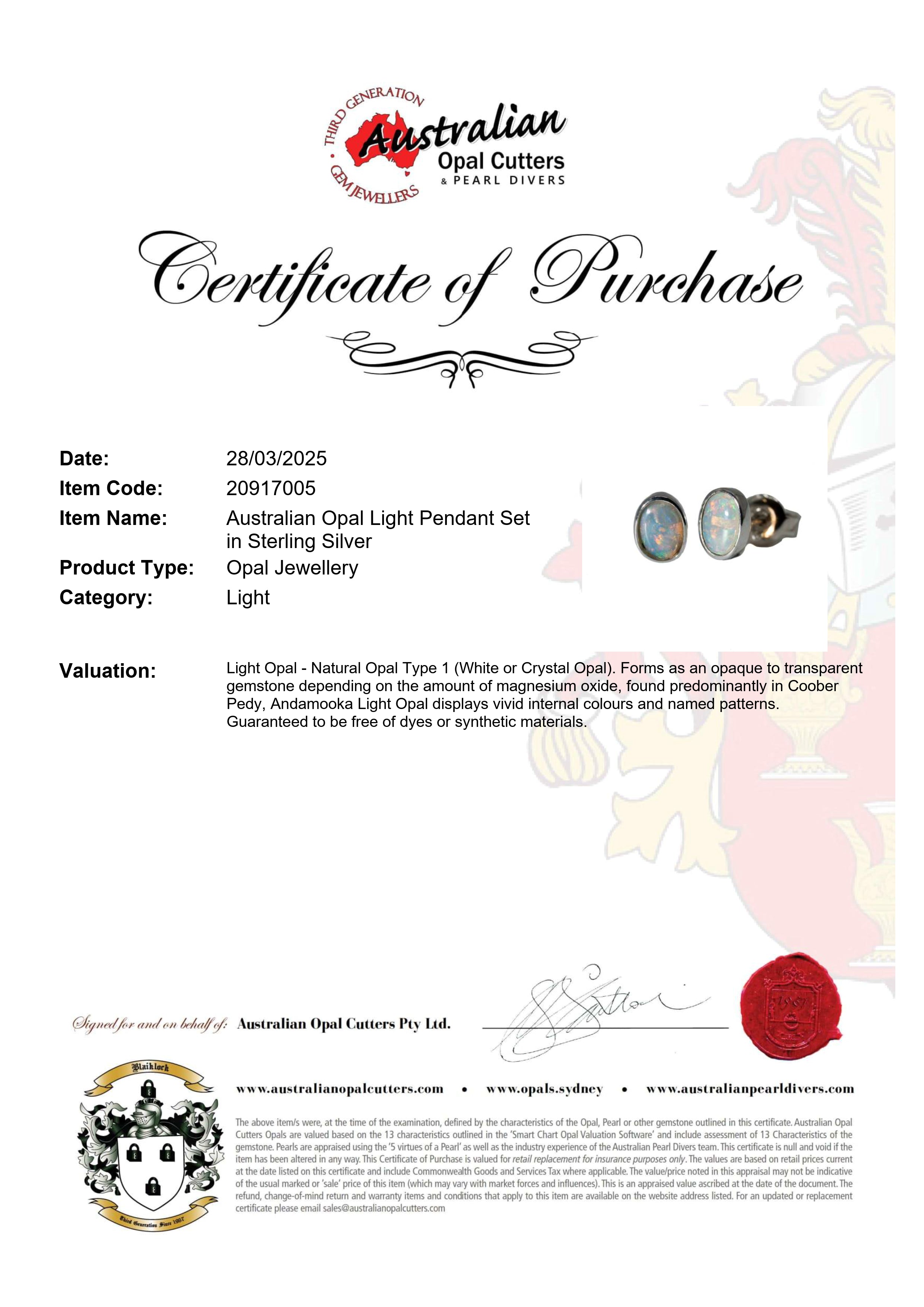 Light Opal Earrings in 925 Sterling Silver - Multicolour