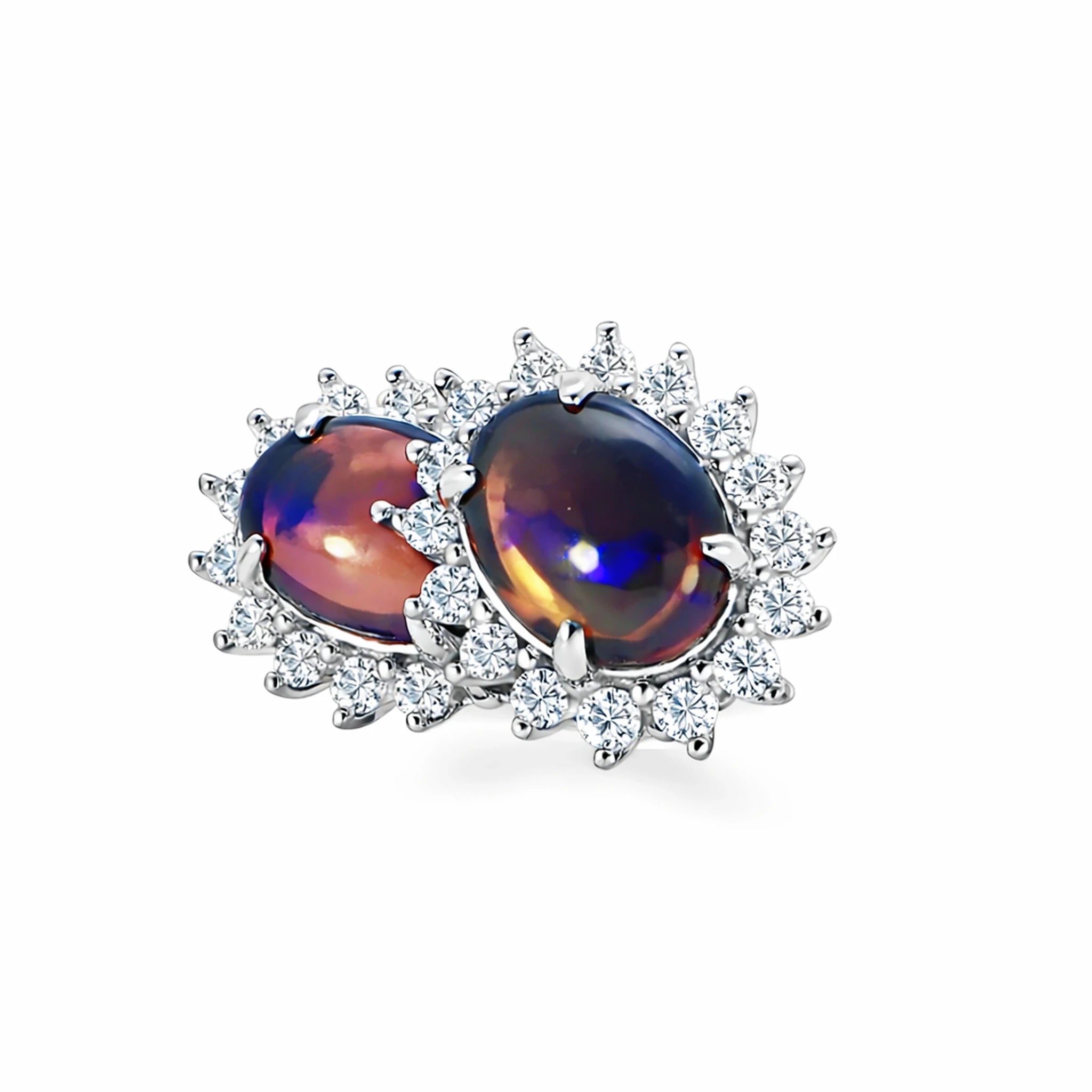 Dark Opal Earrings in 925 Sterling Silver - Australian Opal Cutters and Pearl Divers
