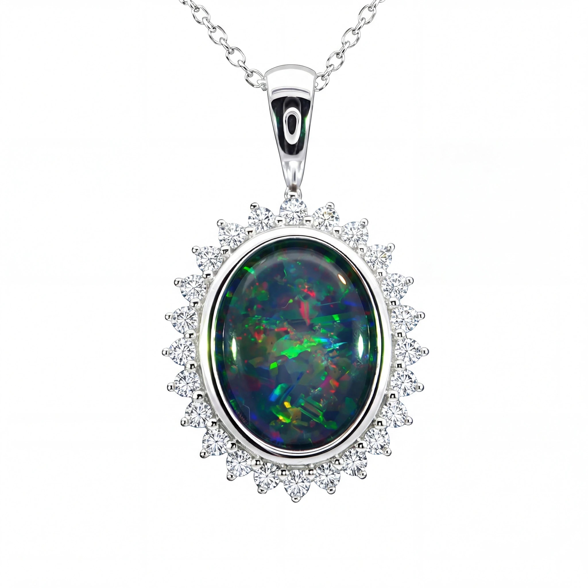 Triplet Opal Pendant in 925 Sterling Silver - Multicolour - Australian Opal Cutters and Pearl Divers