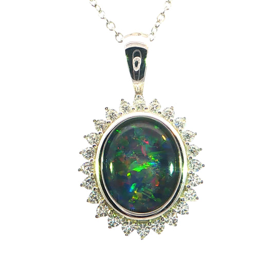 Triplet Opal Pendant in 925 Sterling Silver - Multicolour