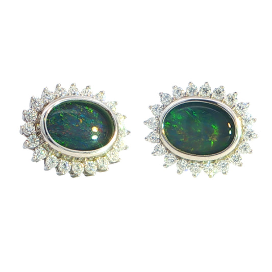 Triplet Opal Earrings in 925 Sterling Silver - Multicolour