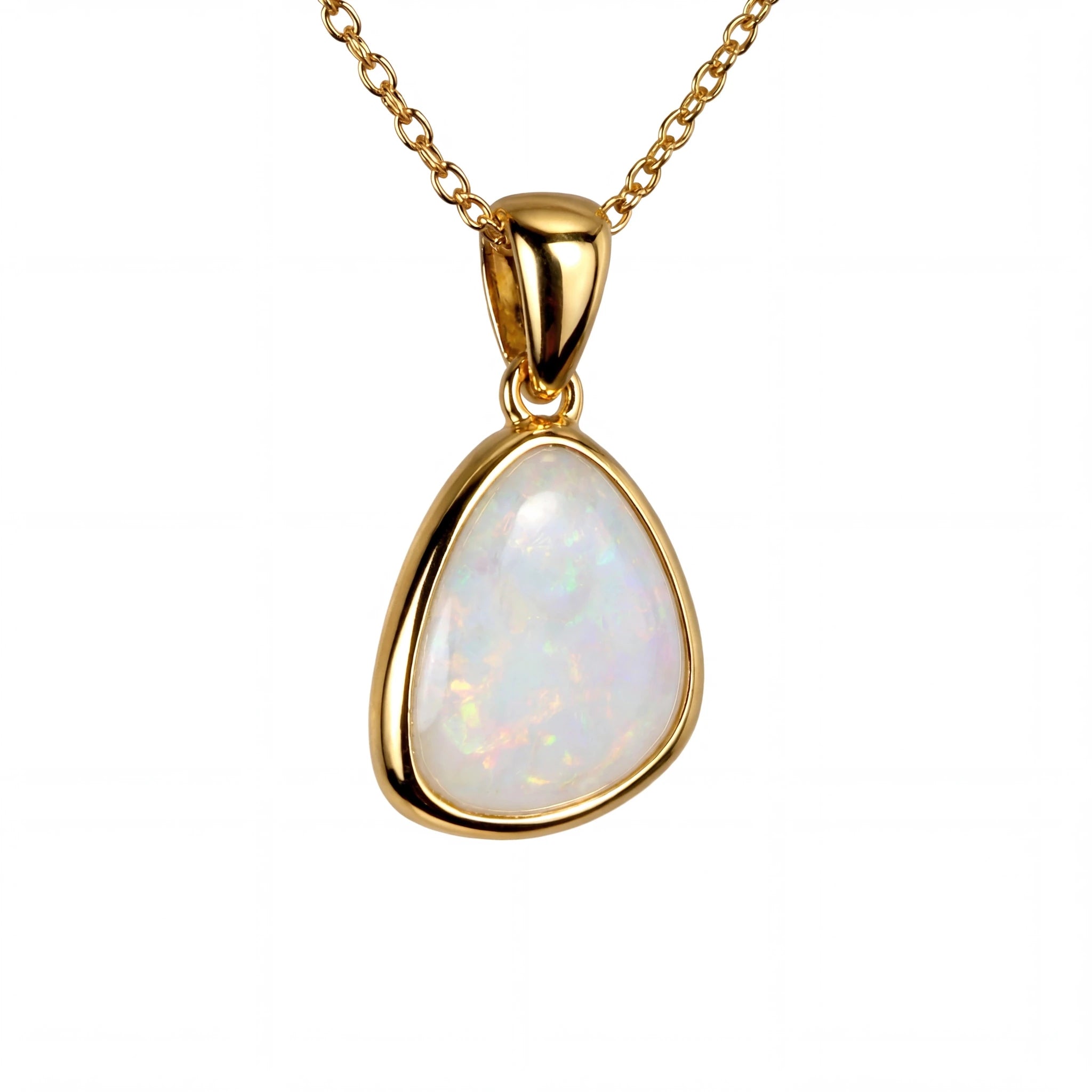 Light Opal Pendant in 9K Yellow Gold - Multicolour - Australian Opal Cutters and Pearl Divers