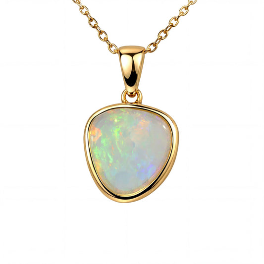 Light Opal Pendant in 9K Yellow Gold - Multicolour - Australian Opal Cutters and Pearl Divers