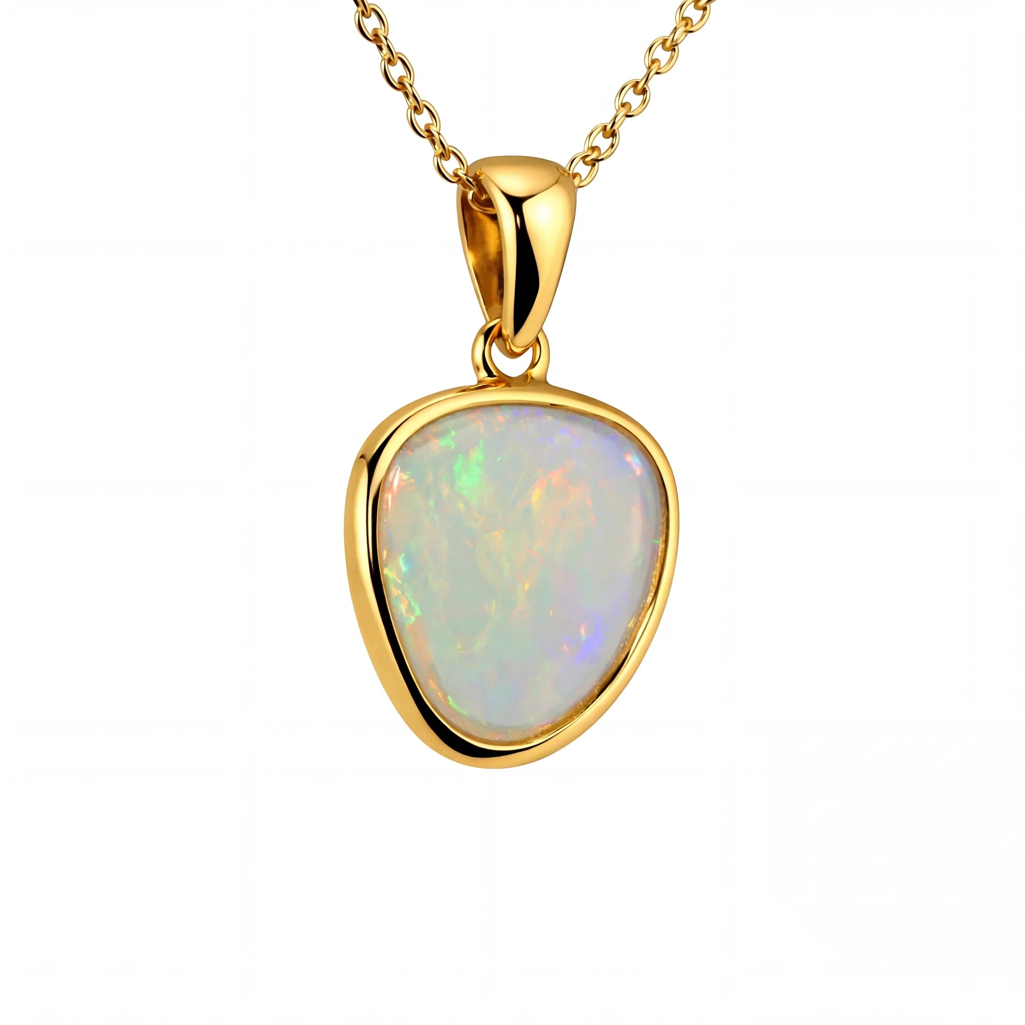 Light Opal Pendant in 9K Yellow Gold - Multicolour - Australian Opal Cutters and Pearl Divers