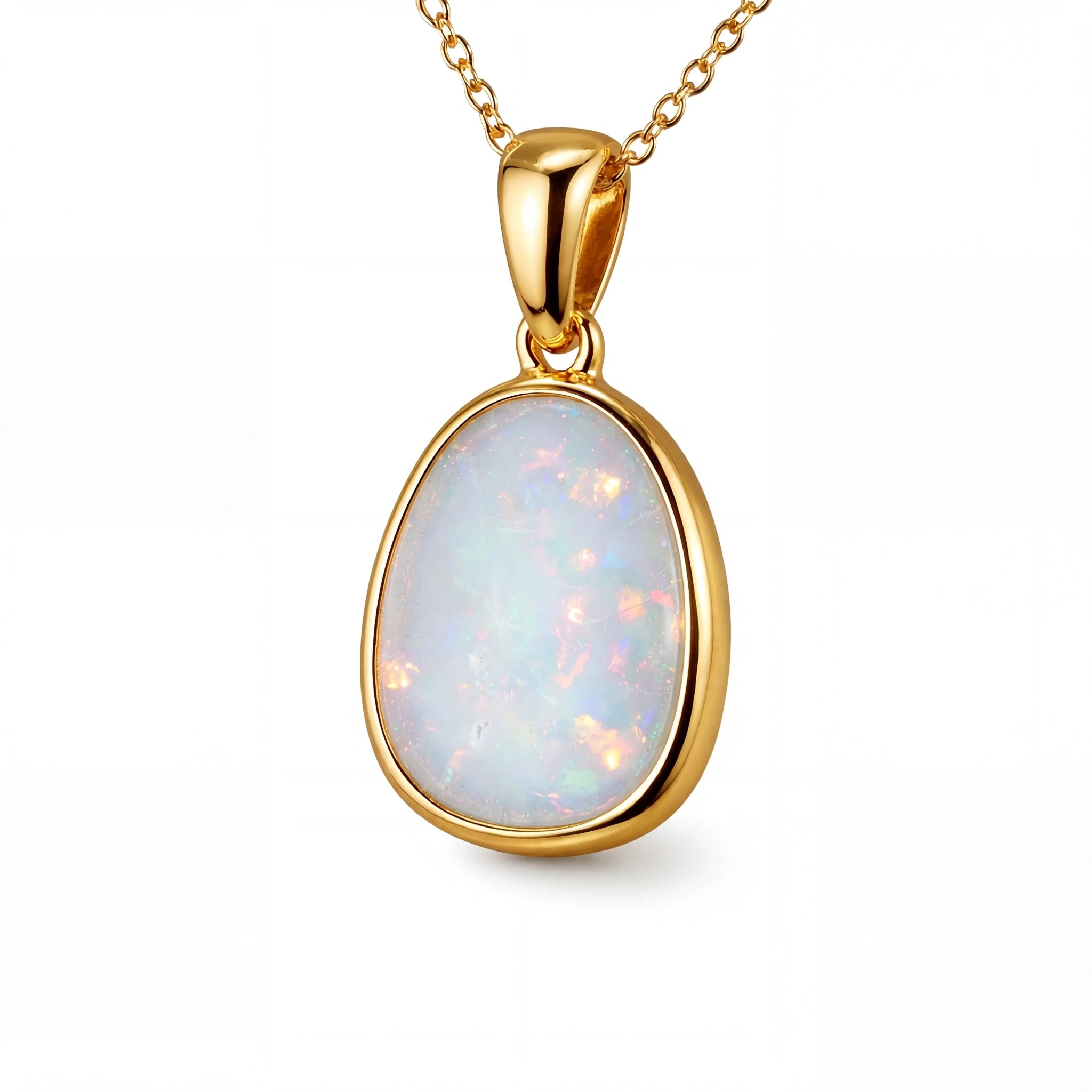 Light Opal Pendant in 9K Yellow Gold - Multicolour - Australian Opal Cutters and Pearl Divers