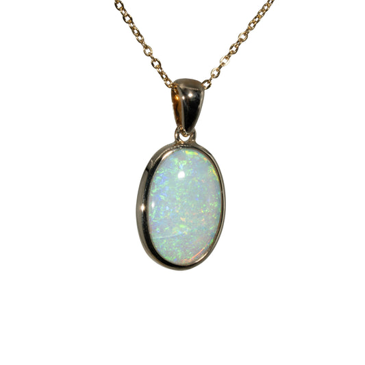 Light Opal Pendant in 9K Yellow Gold - Multicolour