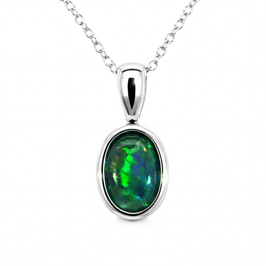 Triplet Opal Pendant in 925 Sterling Silver - Multicolour - Australian Opal Cutters and Pearl Divers