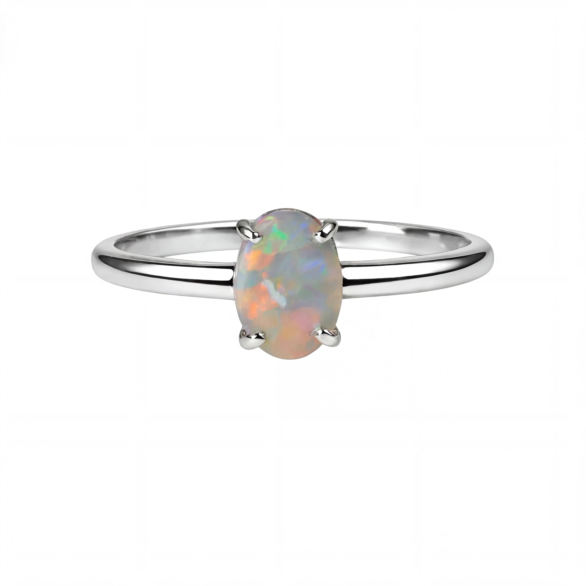 Dark Opal Ring in 14K White Gold - Multicolour - Australian Opal Cutters and Pearl Divers