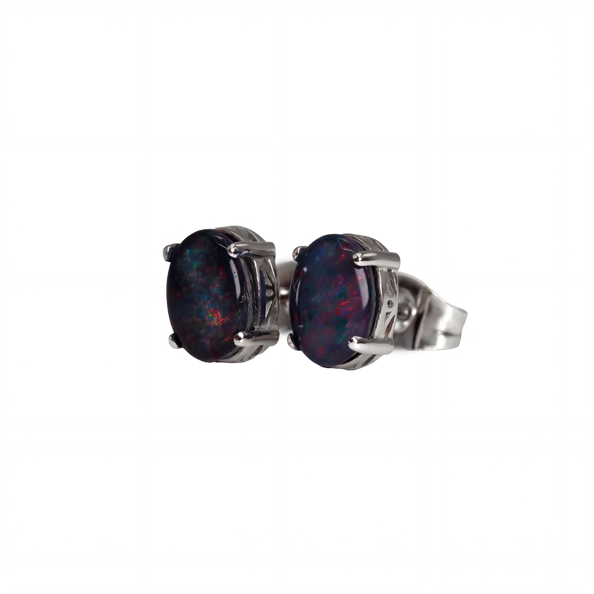 Triplet Opal Earrings in Stainless Steel - Multicolour - Australian Opal Cutters and Pearl Divers