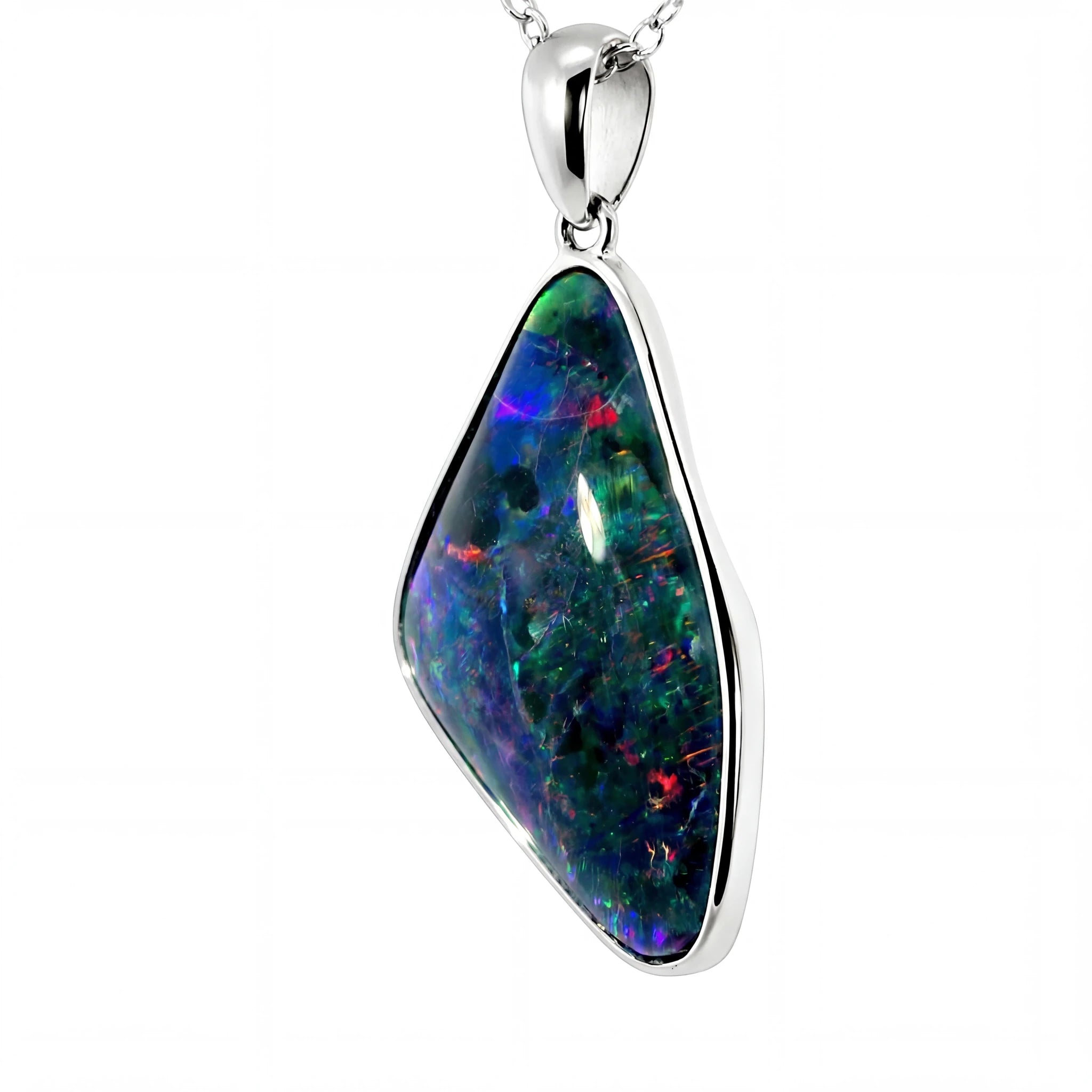 Triplet Opal Pendant in 925 Sterling Silver - Multicolour - Australian Opal Cutters and Pearl Divers