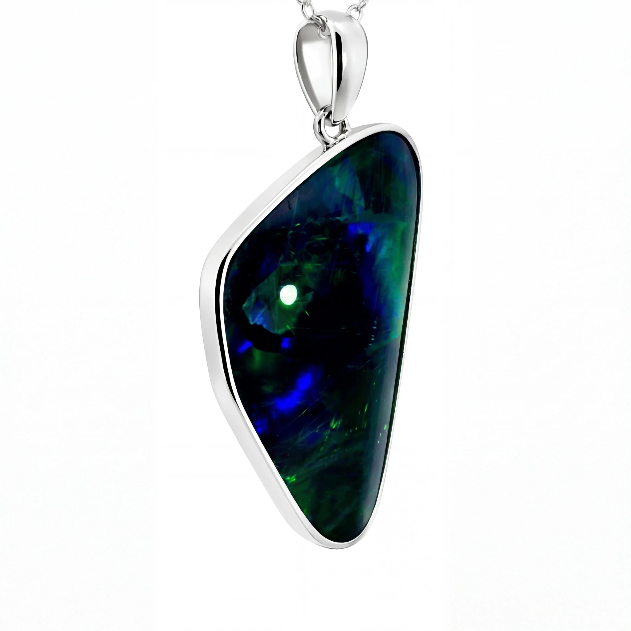Triplet Opal Pendant in 925 Sterling Silver - Green-Blue - Australian Opal Cutters and Pearl Divers