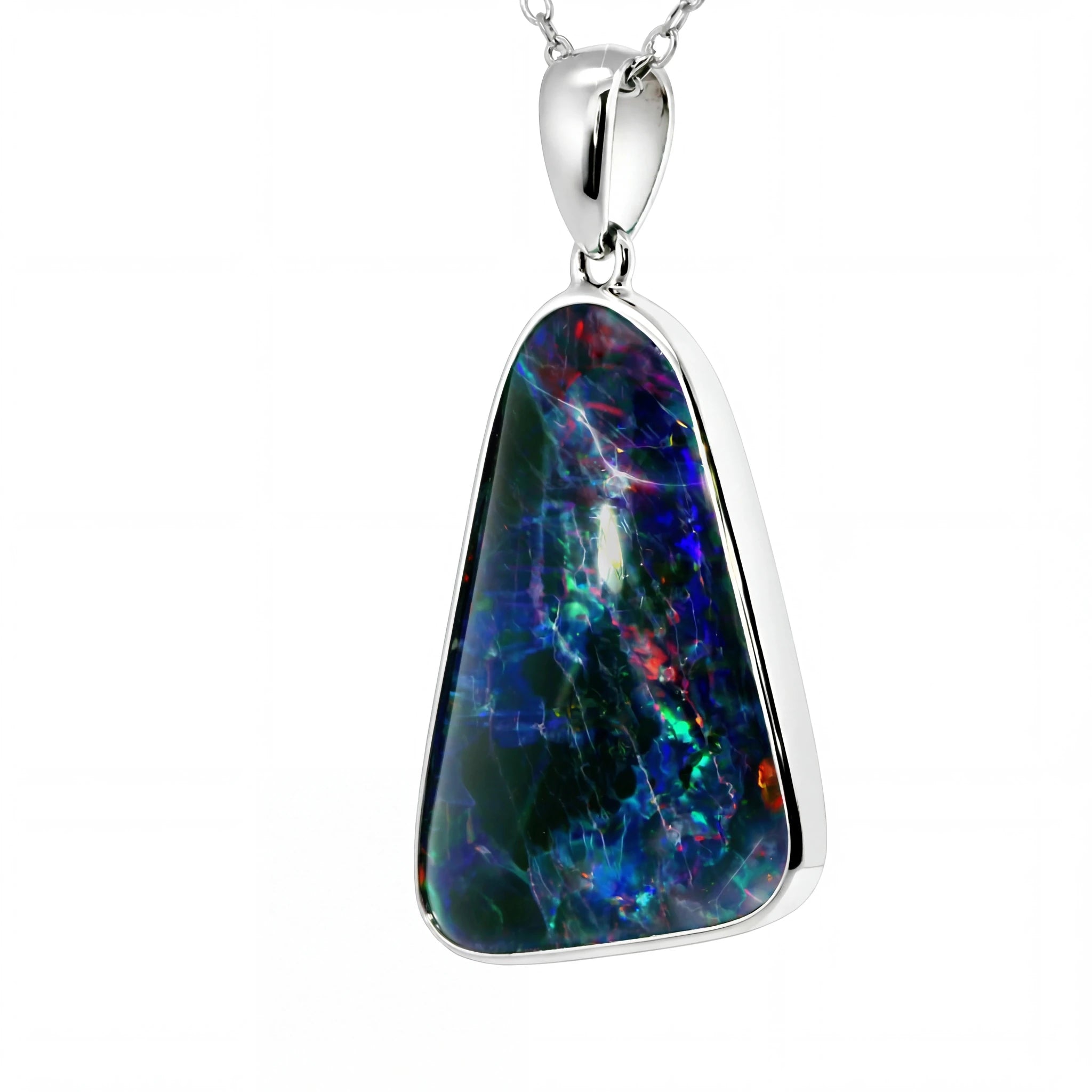Triplet Opal Pendant in 925 Sterling Silver - Multicolour - Australian Opal Cutters and Pearl Divers